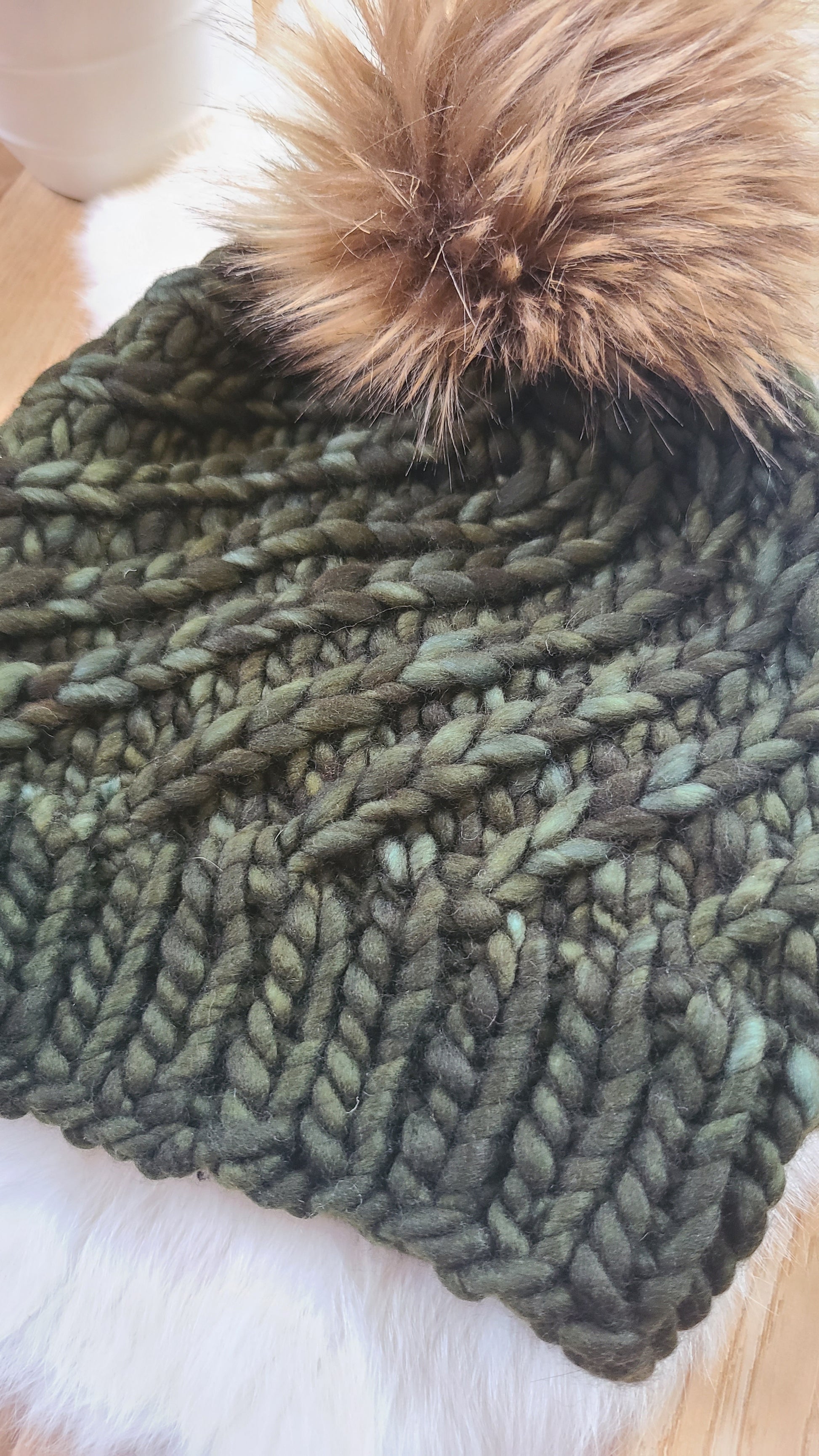 Olive Swirl knit hat