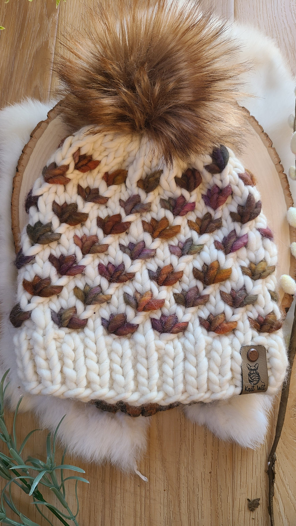 Autumn Lotus merino wool knit hat