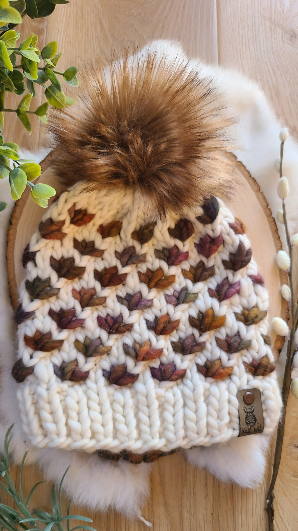 Autumn Lotus merino wool knit hat