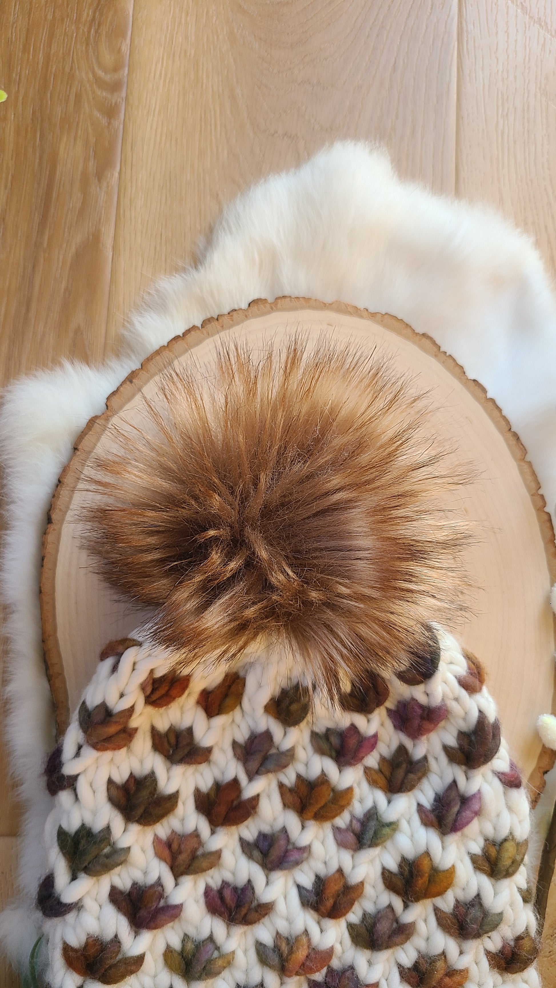 Autumn Lotus merino wool knit hat