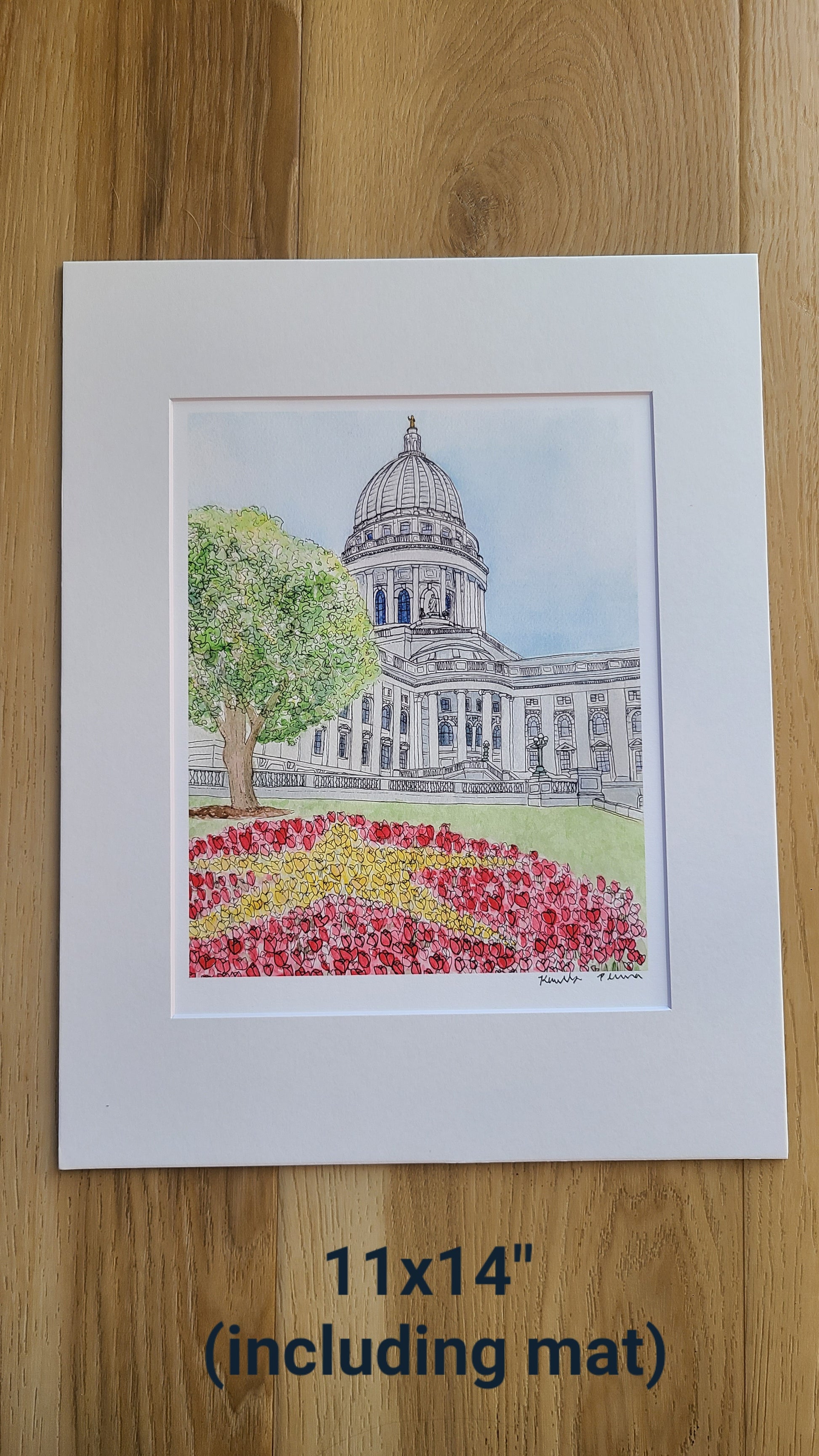 Watercolor Wisconsin Capital - 11x14