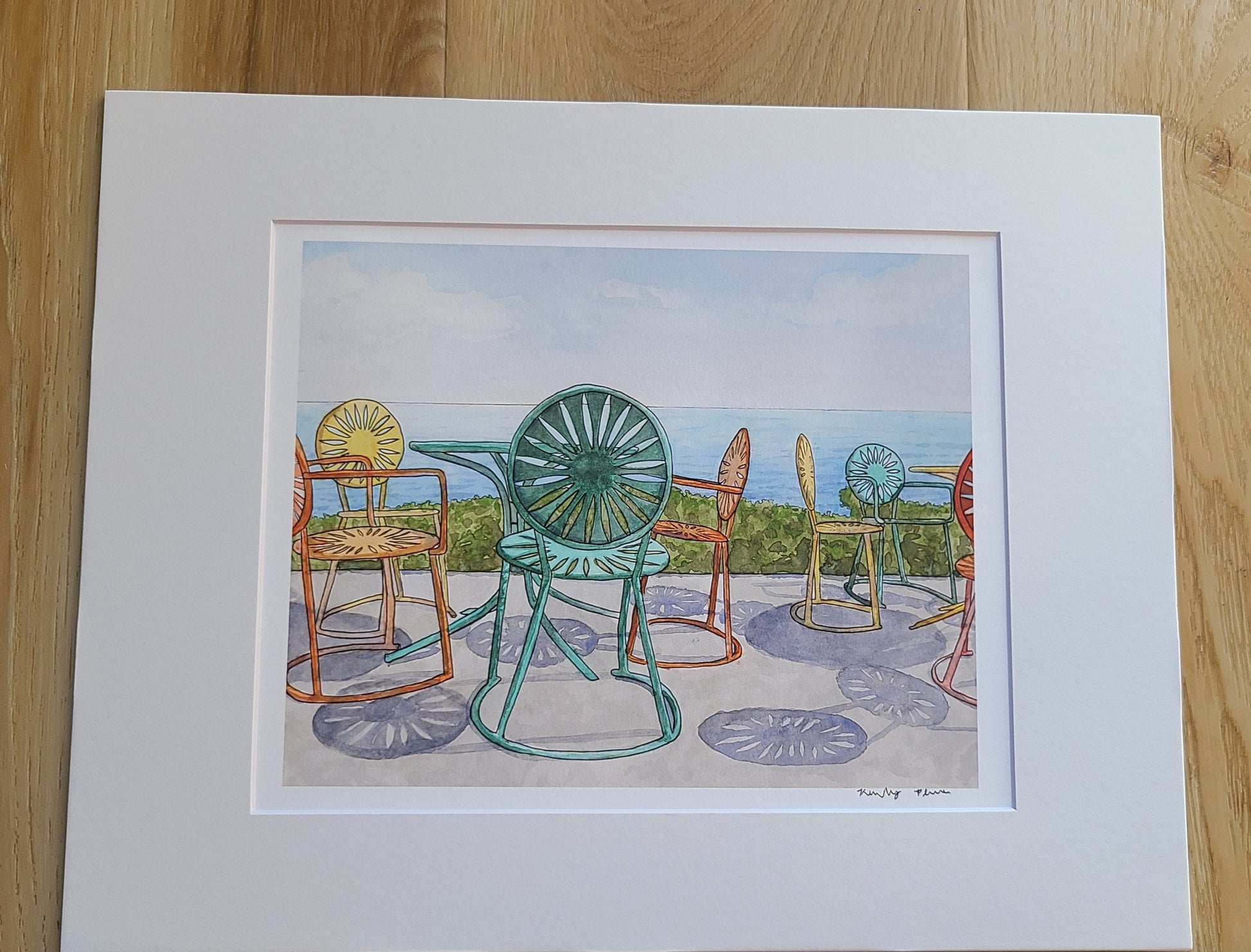 Watercolor print - UW Madison Union Terrace Chairs - 11"x14"