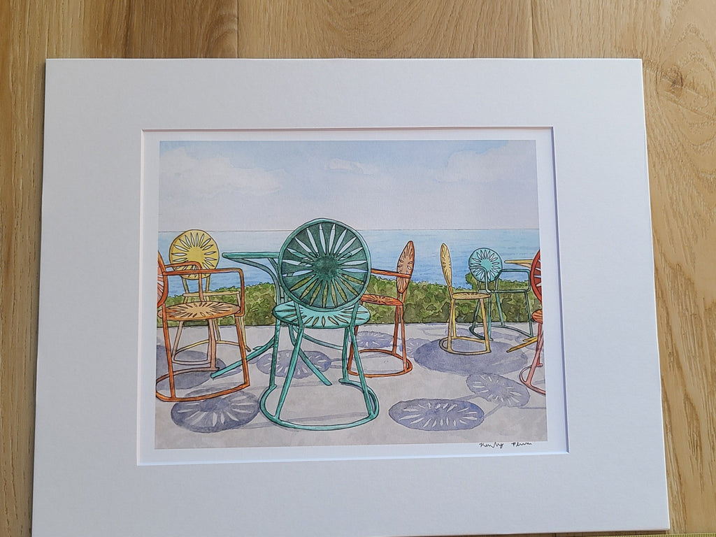 Watercolor print - UW Madison Union Terrace Chairs - 11"x14"