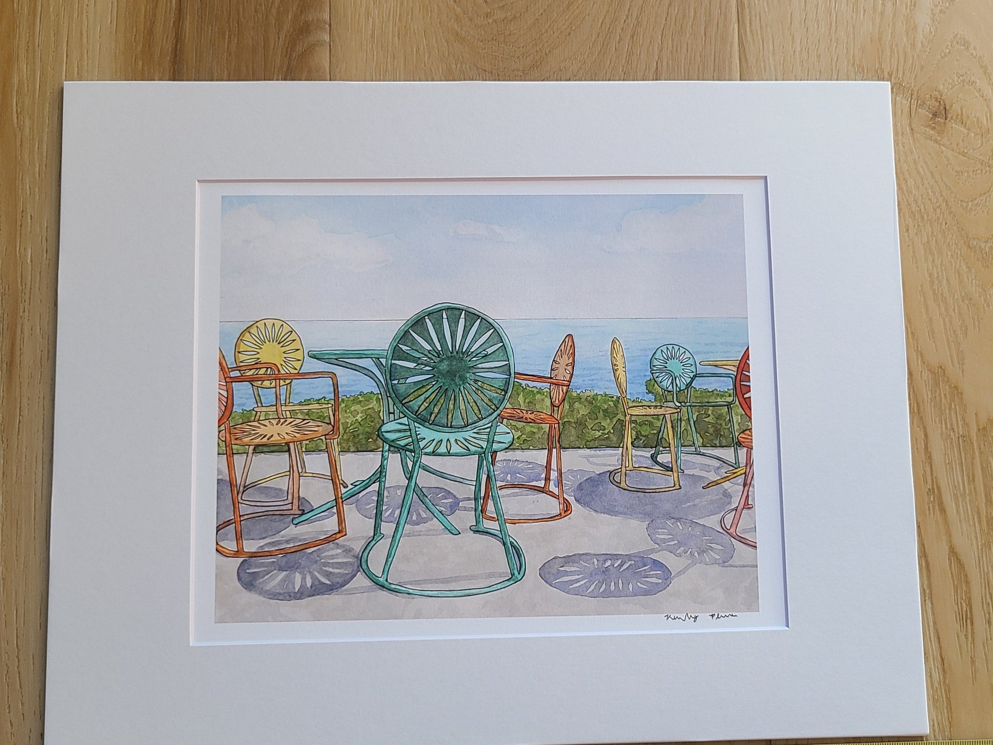 Watercolor print - UW Madison Union Terrace Chairs - 11"x14"
