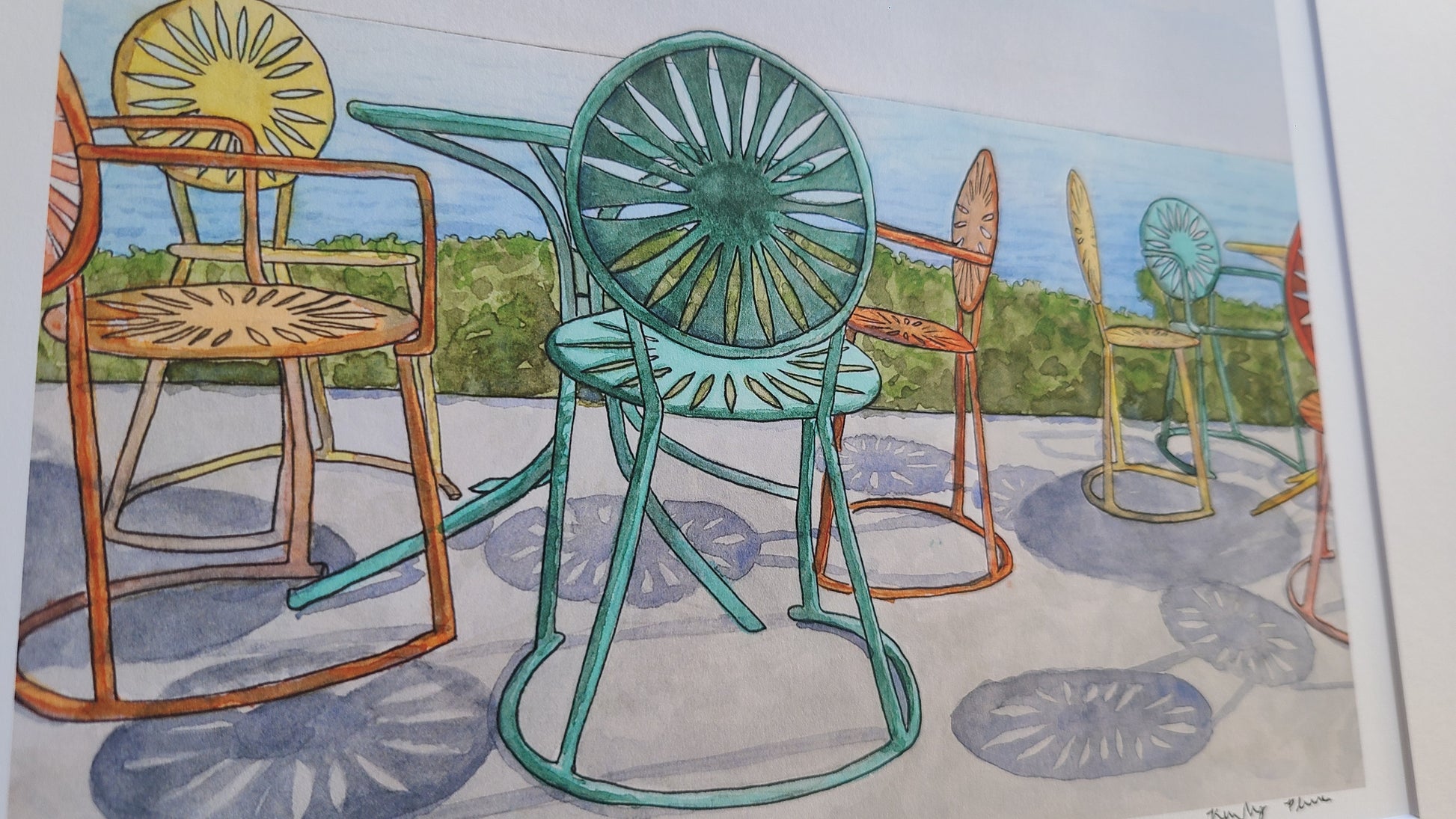 Watercolor print - UW Madison Union Terrace Chairs - 11"x14"