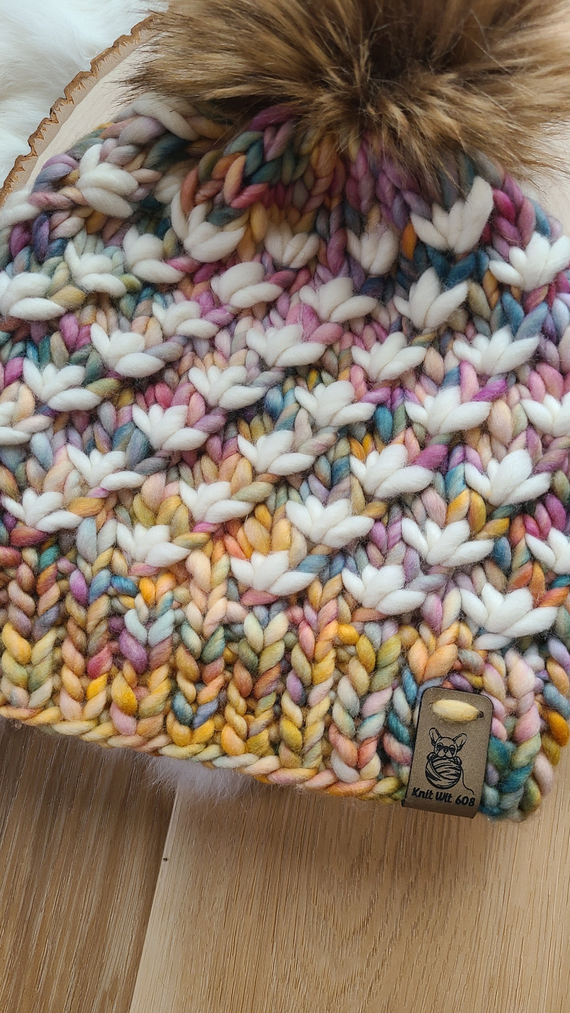 Dancing Leaves - merino wool knit hat