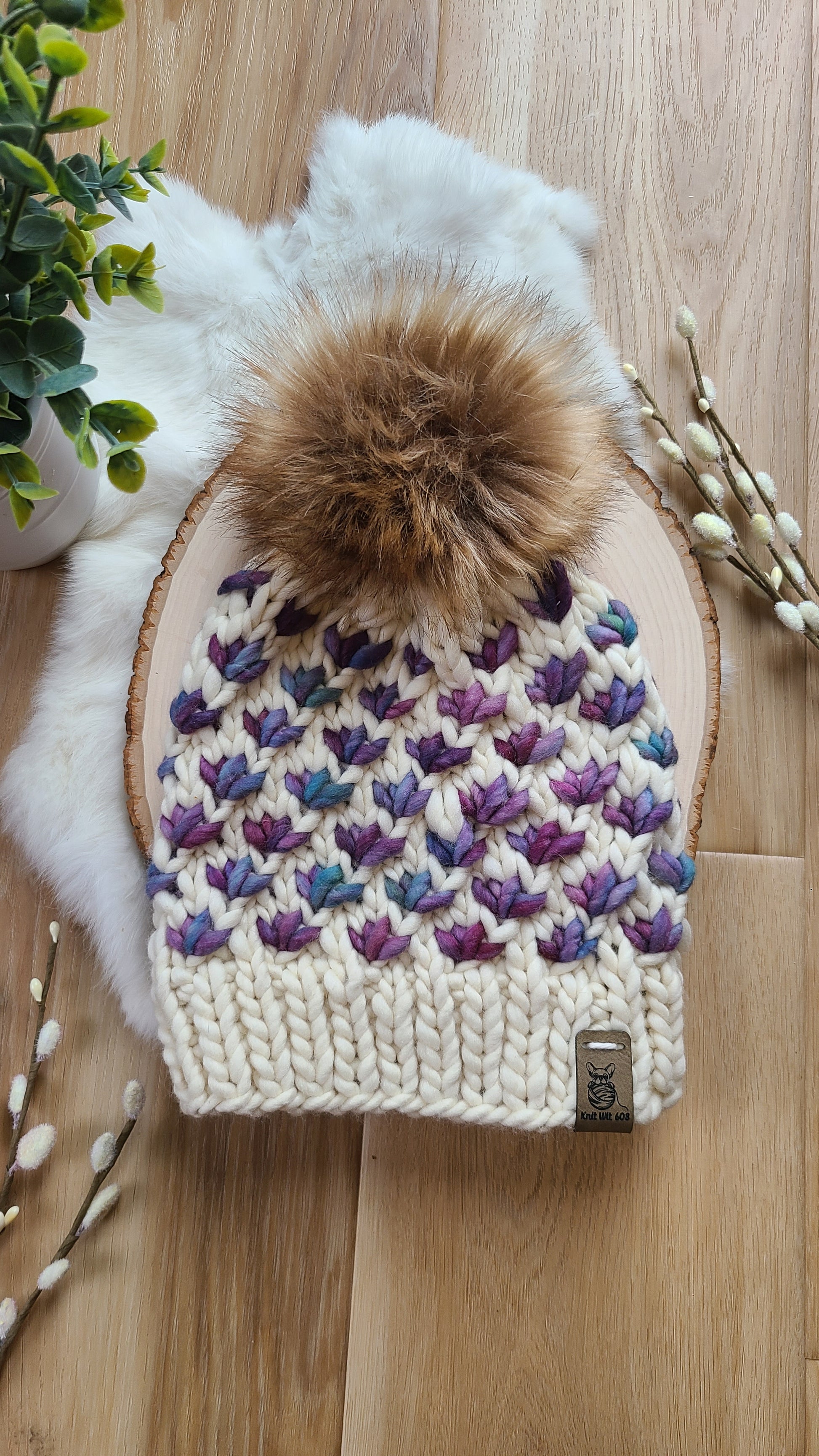 Whispering Lotus - merino wool knit hat