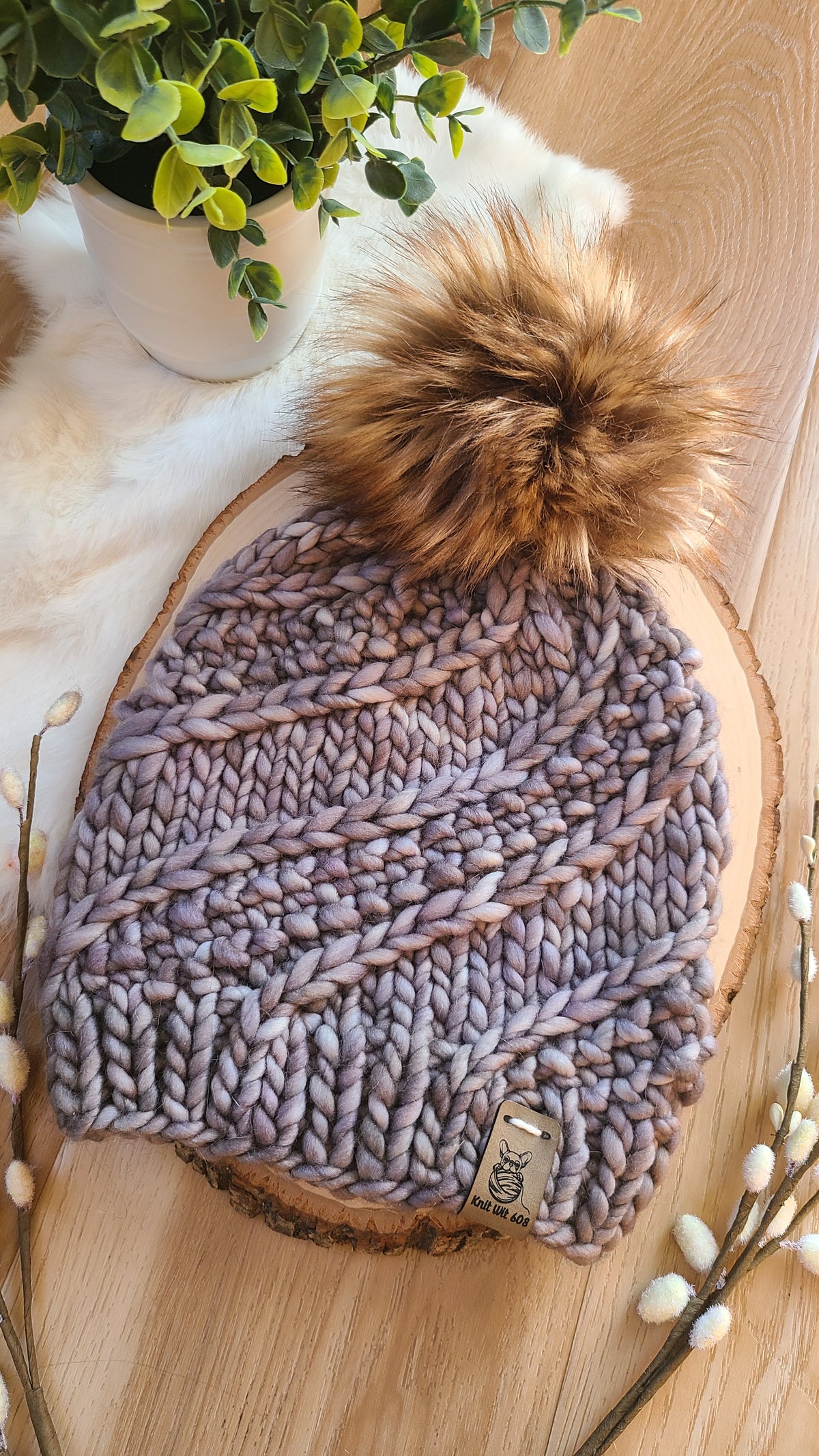 Grey Sidewinder knit hat