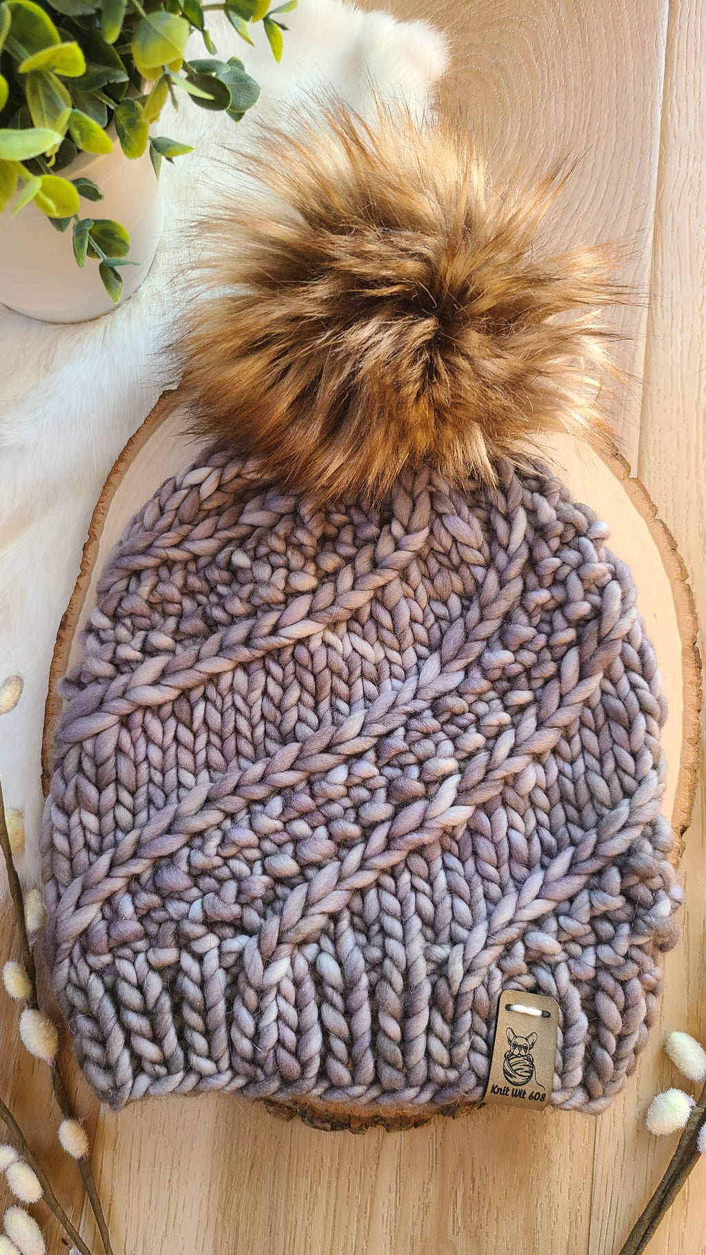 Grey Sidewinder knit hat