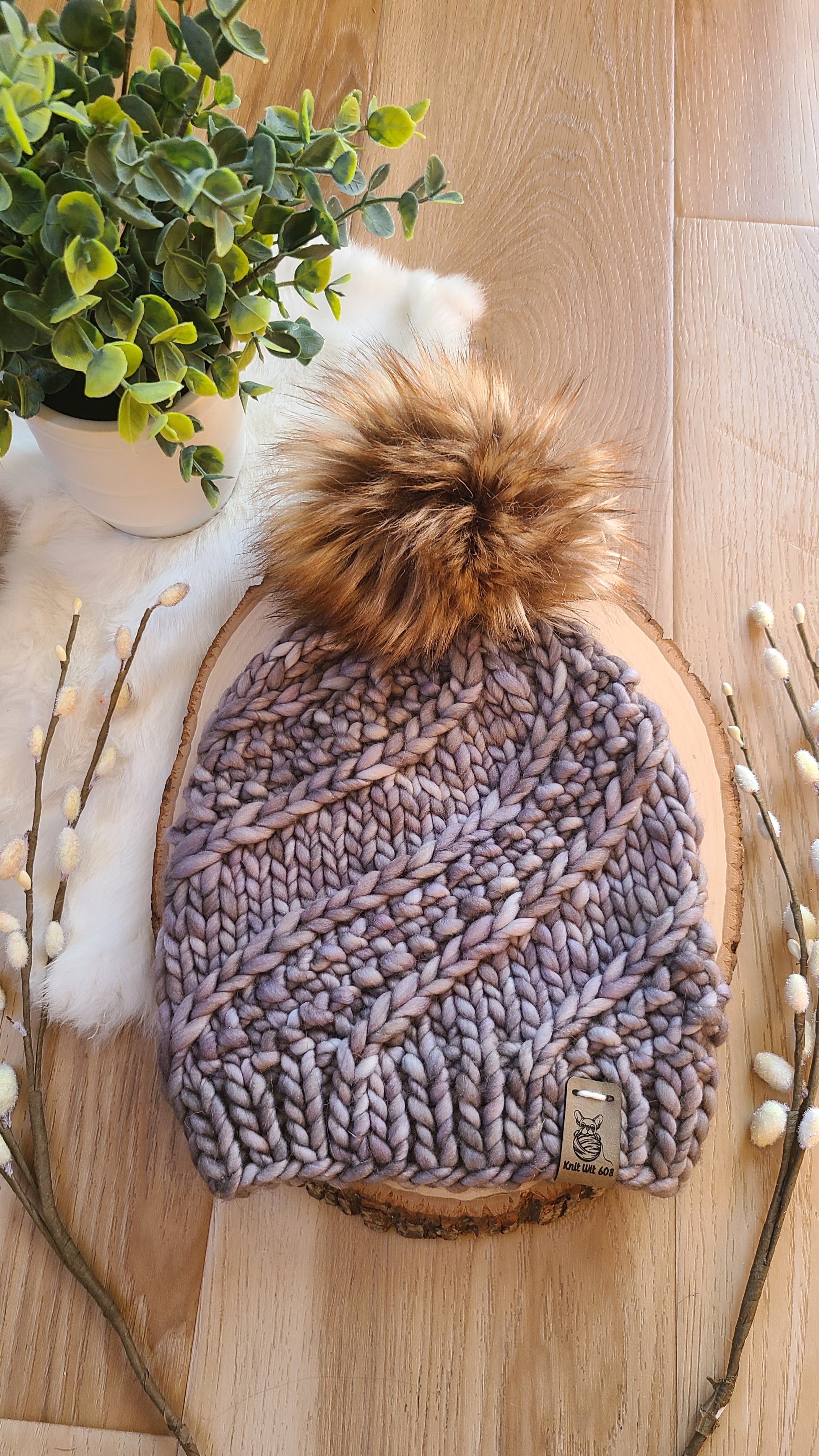 Grey Sidewinder knit hat – Knit Wit 608