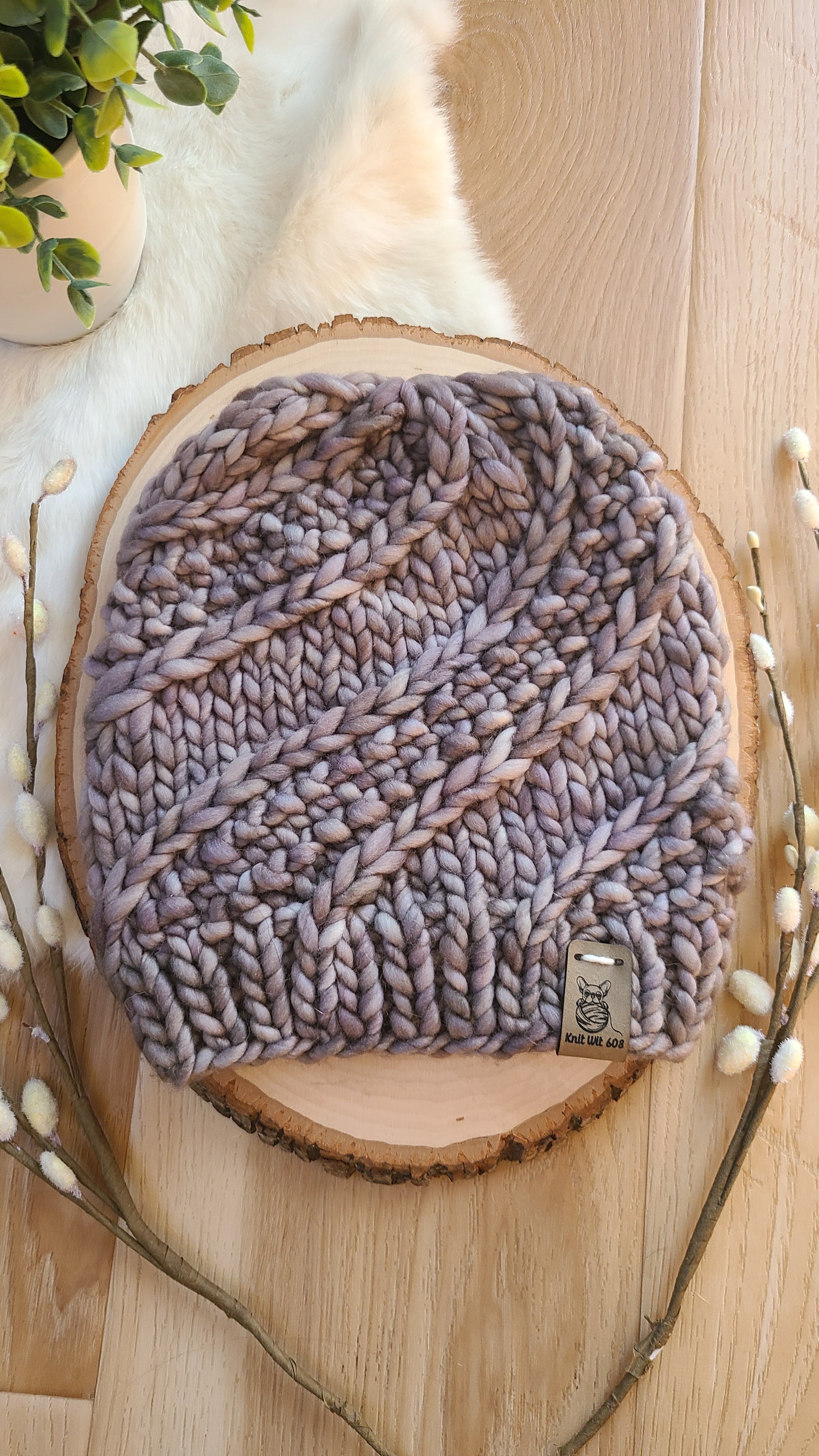 Grey Sidewinder knit hat