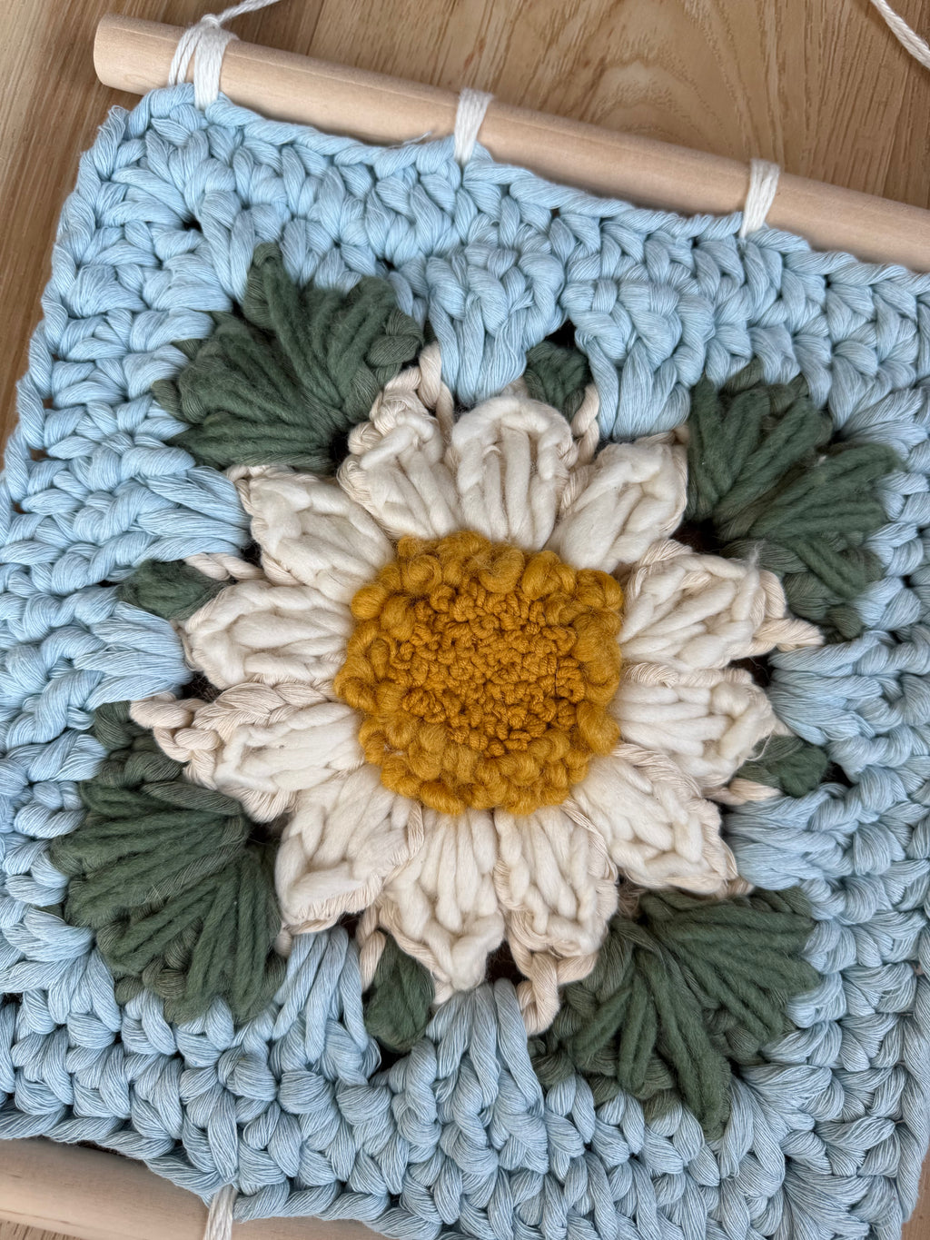 Daisy embroidered granny square