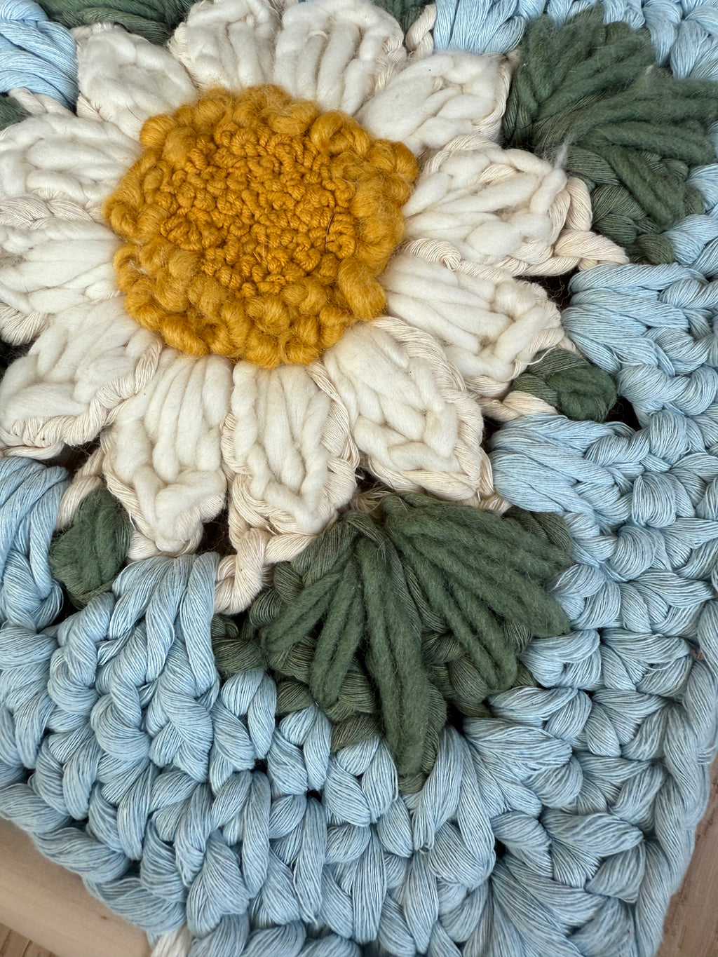 Daisy embroidered granny square