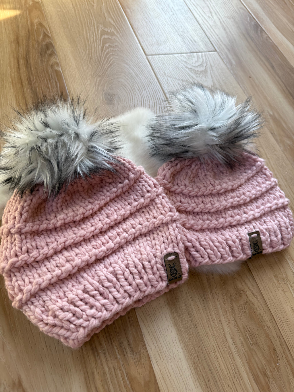 Mom and Me / Dad and Me Matching Knit Hats – Customizable Winter Beanie Set