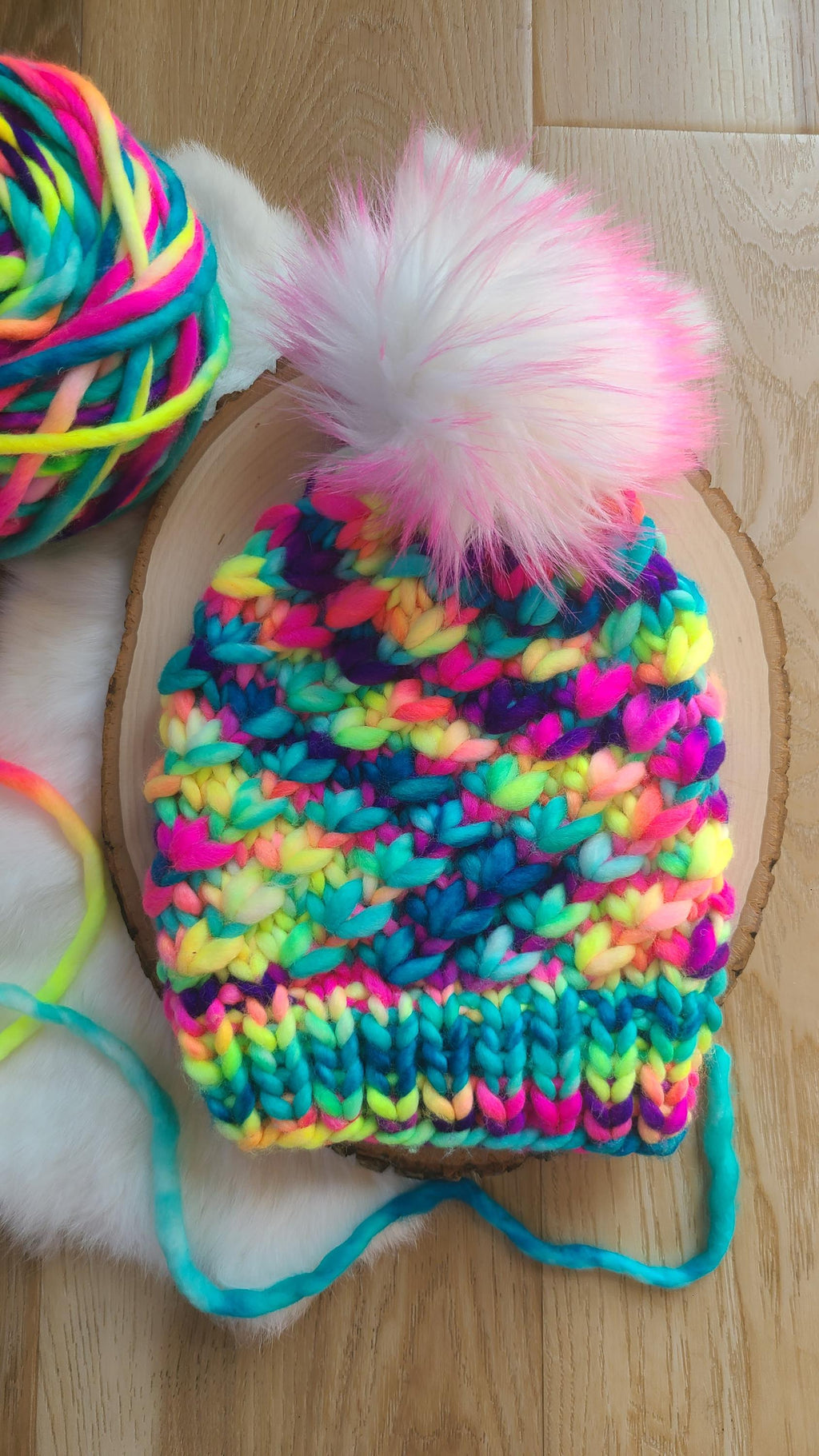 Rainbow neon Merino Wool hat