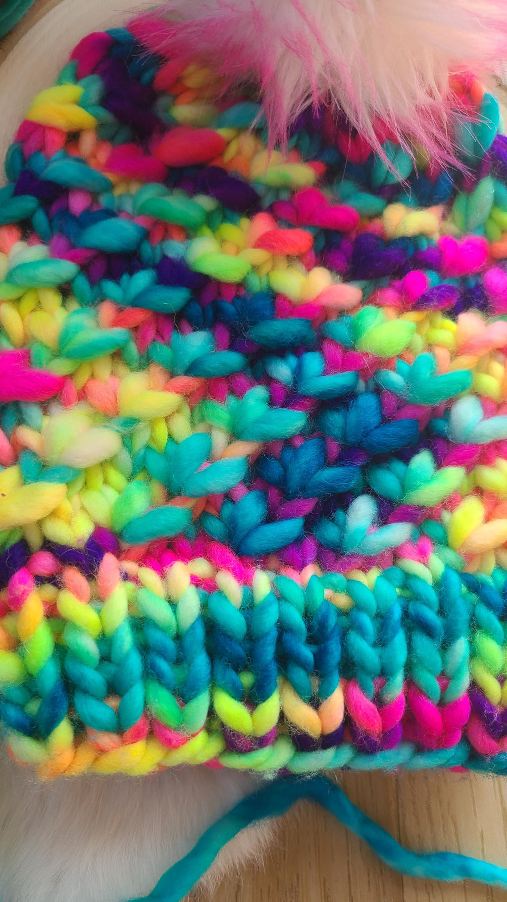 Rainbow neon Merino Wool hat