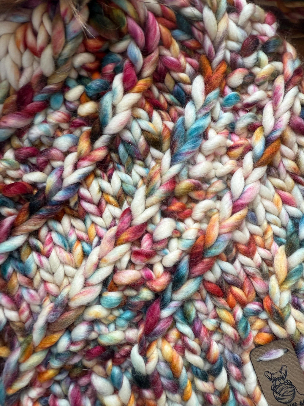 Merino wool multi color swirl hat