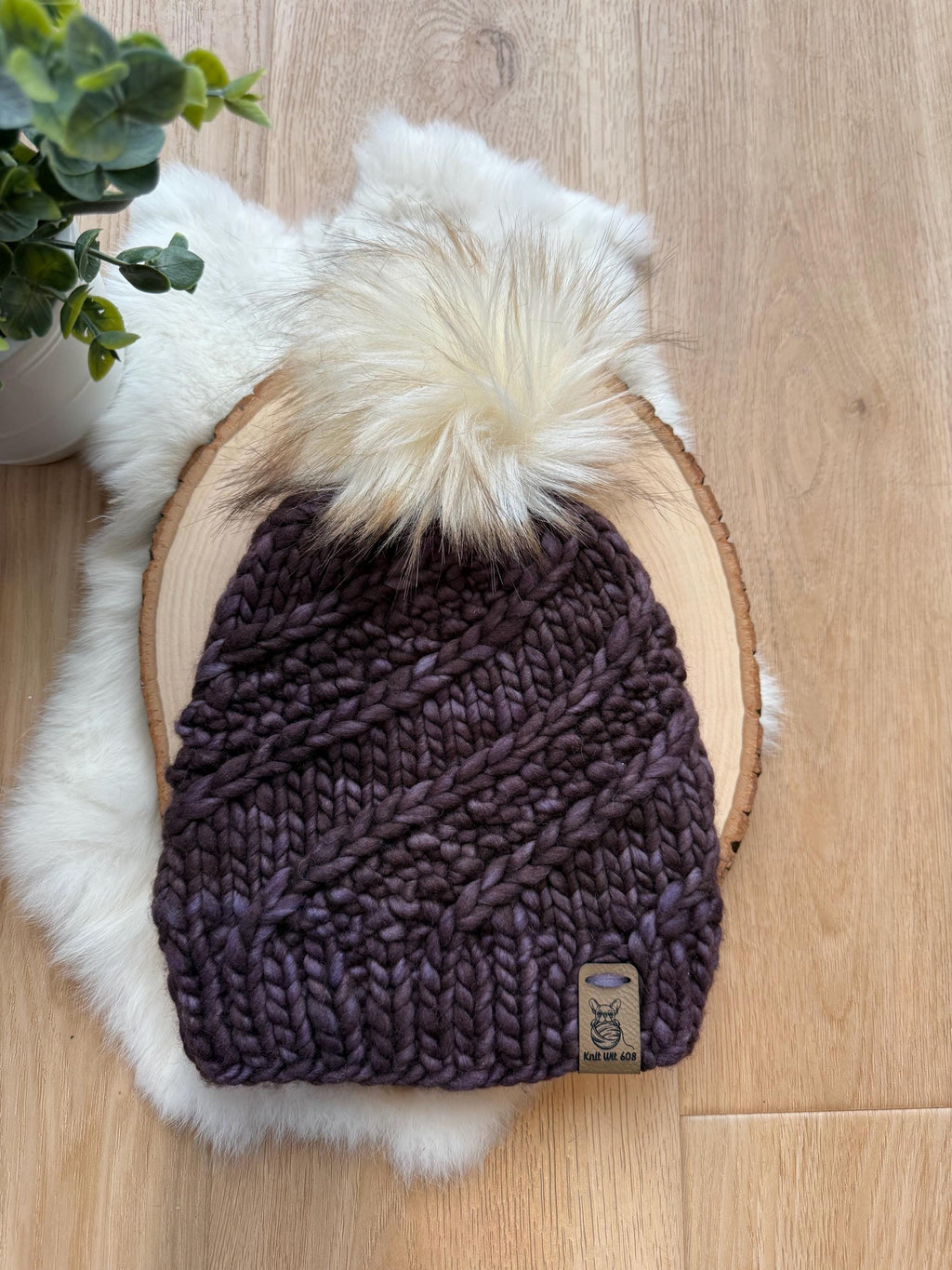 Merino Wool winter hat purple warm beanie