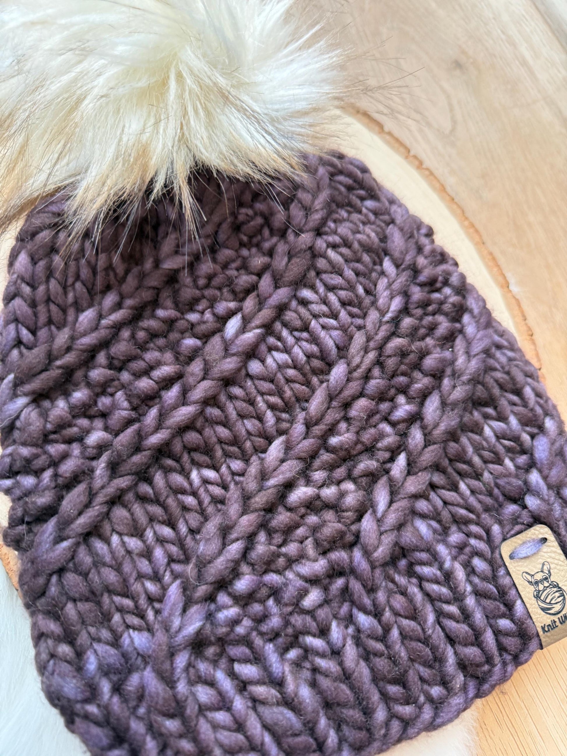 Merino Wool winter hat purple warm beanie