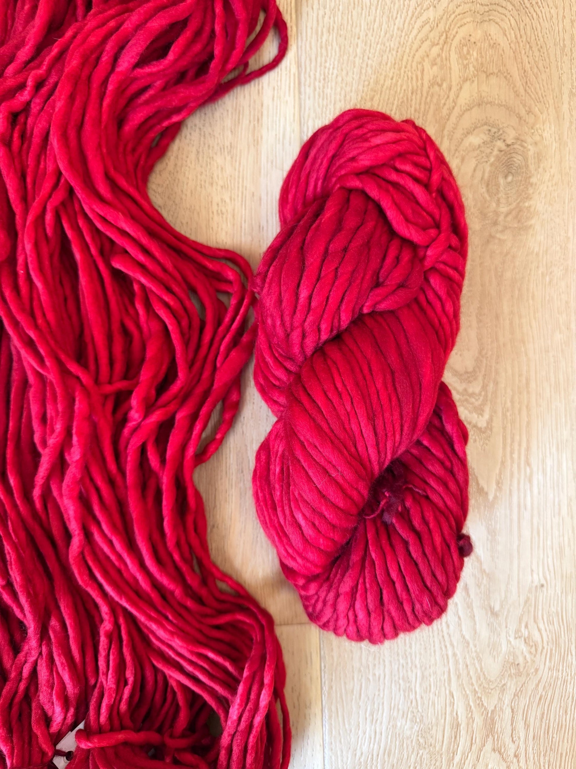 Merino wool Malabrigo Rasta Red yarn, super bulky merino wool red yarn
