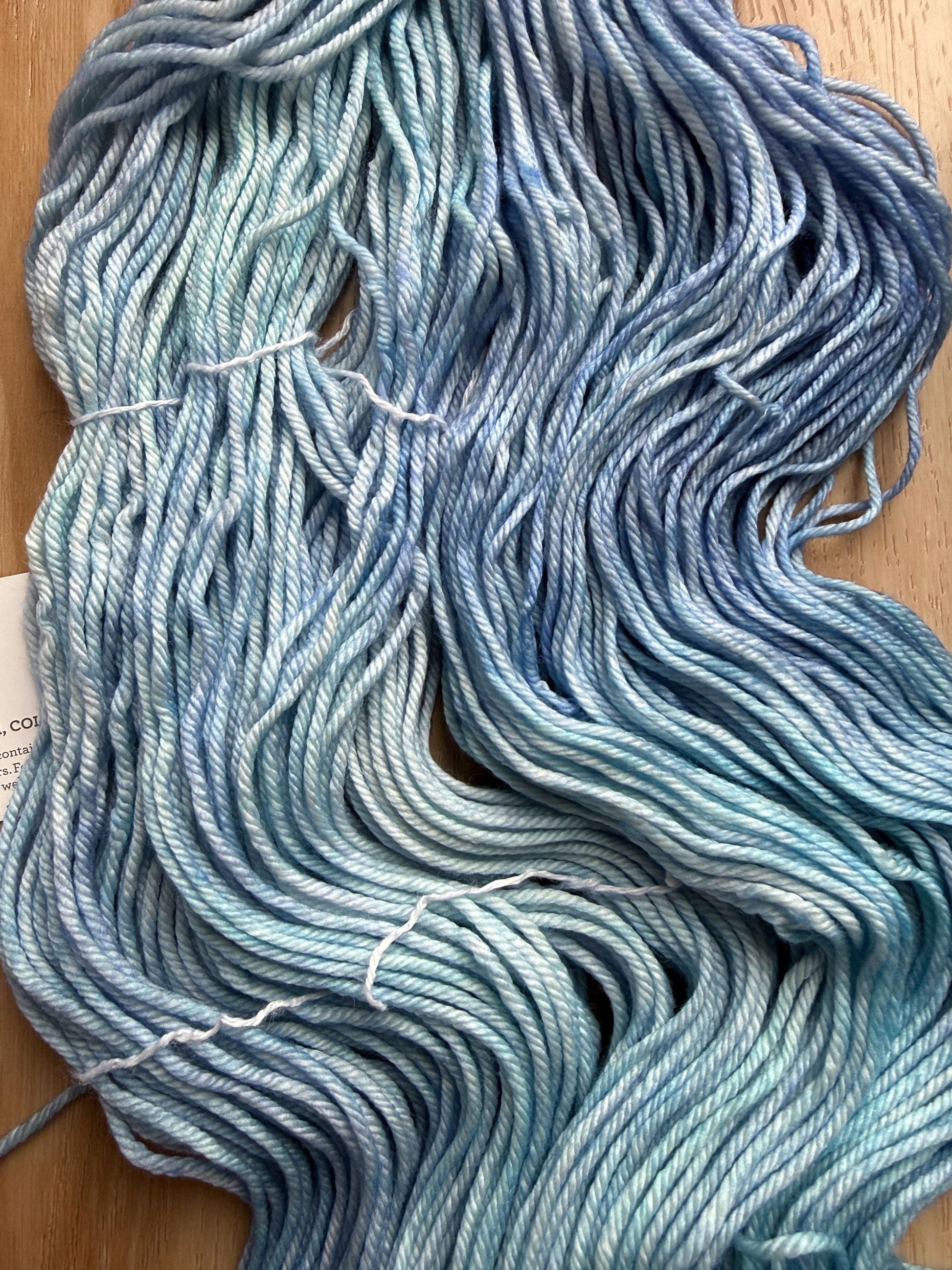 Worsted hand dyed wool Malabrigo Rios Aquamarine, worsted merino wool blue yarn