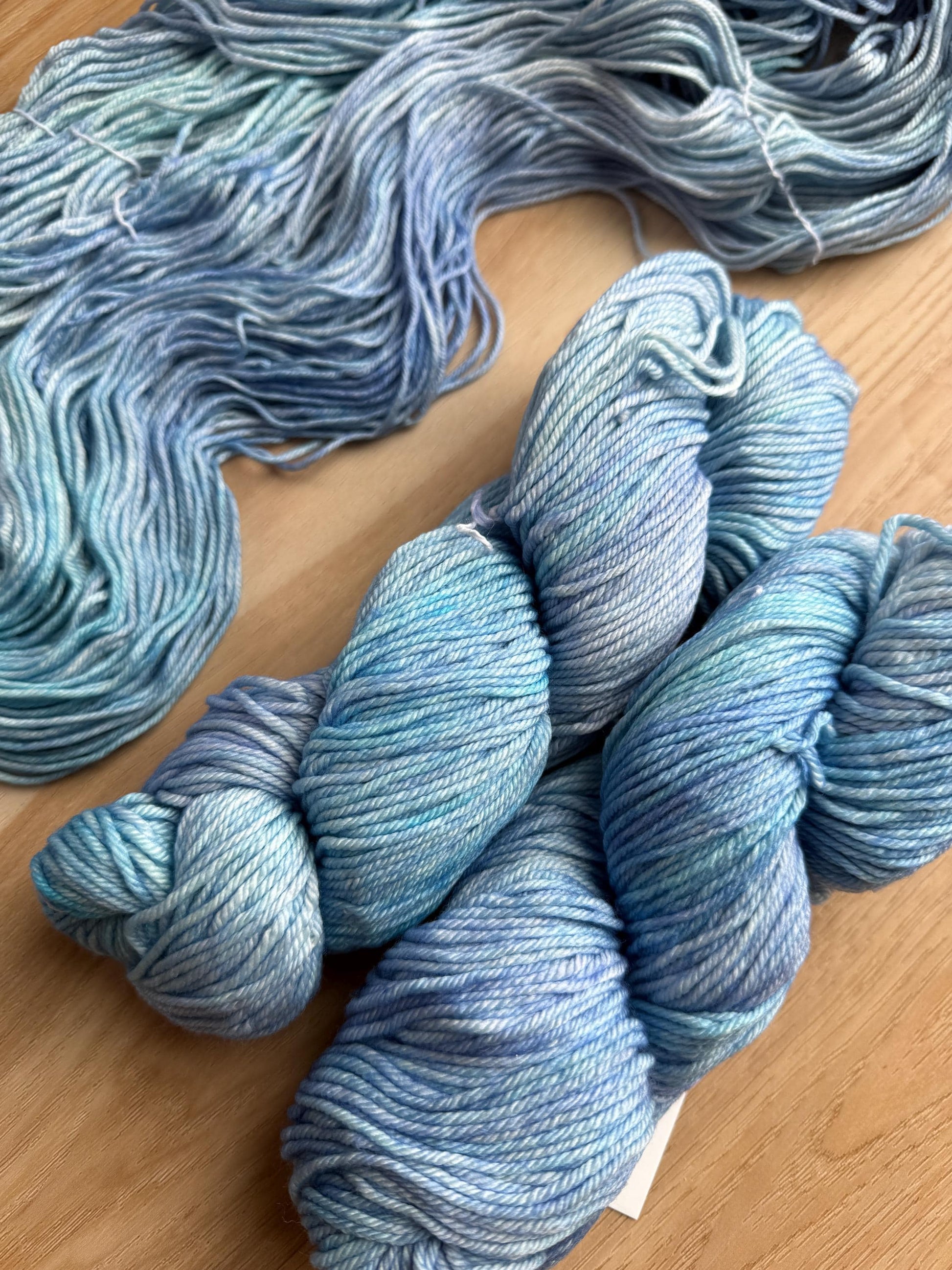 Worsted hand dyed wool Malabrigo Rios Aquamarine, worsted merino wool blue yarn