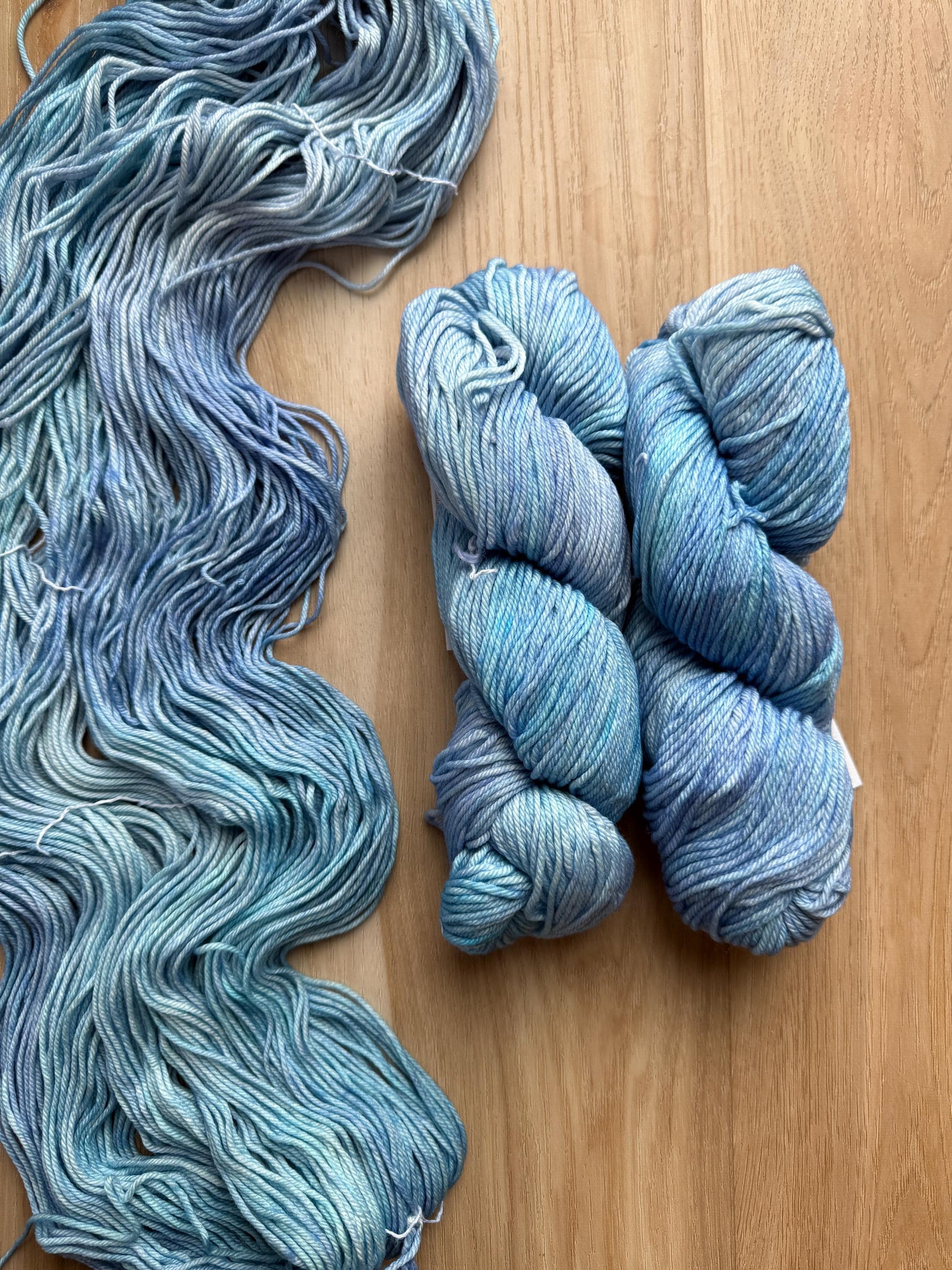 Worsted hand dyed wool Malabrigo Rios Aquamarine, worsted merino wool blue yarn
