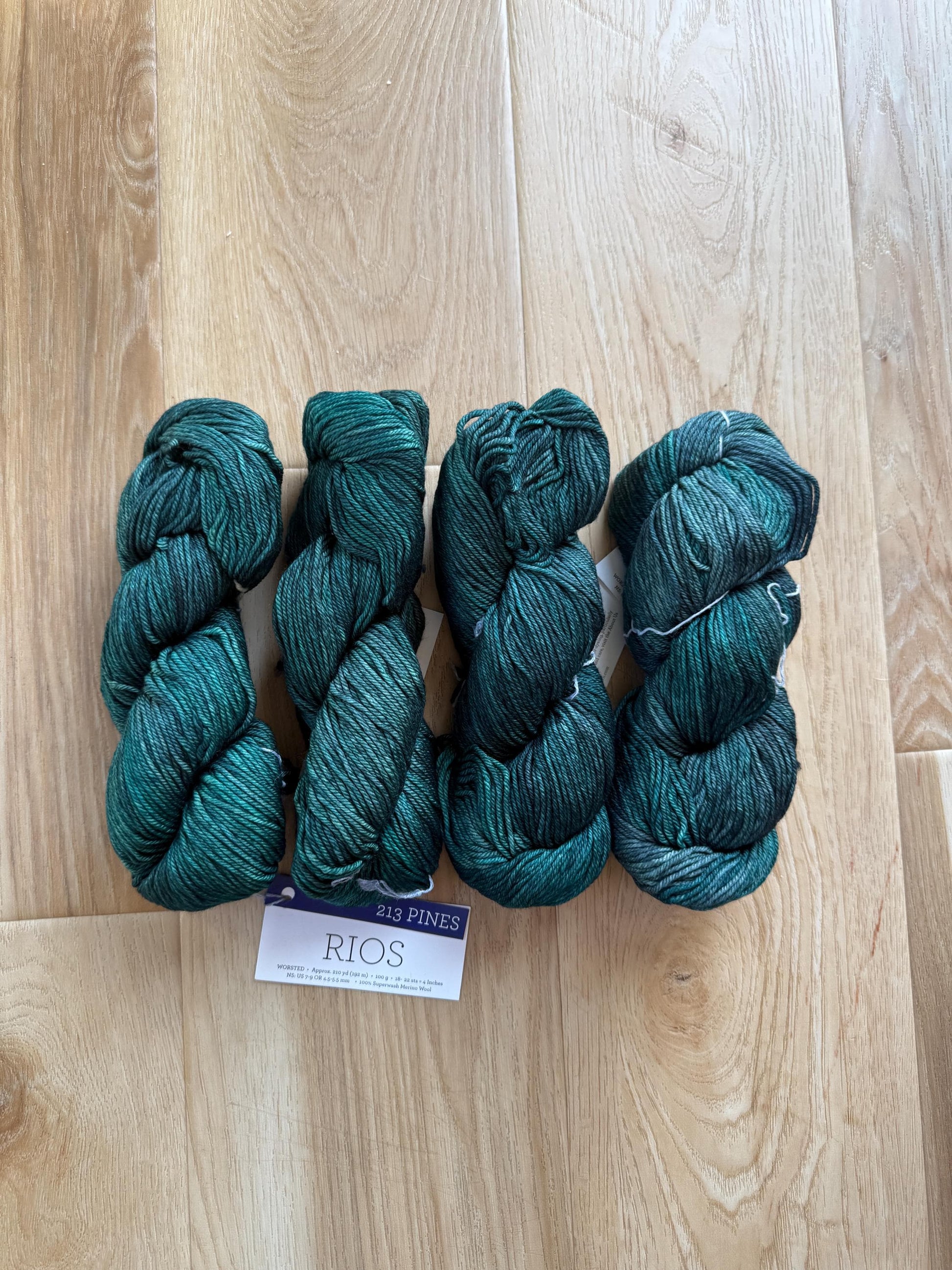 Malabrigo Rios Pines Yarn – Worsted Weight Superwash Merino Wool, green yarn, Hand Dyed Soft Yarn, knitting yarn