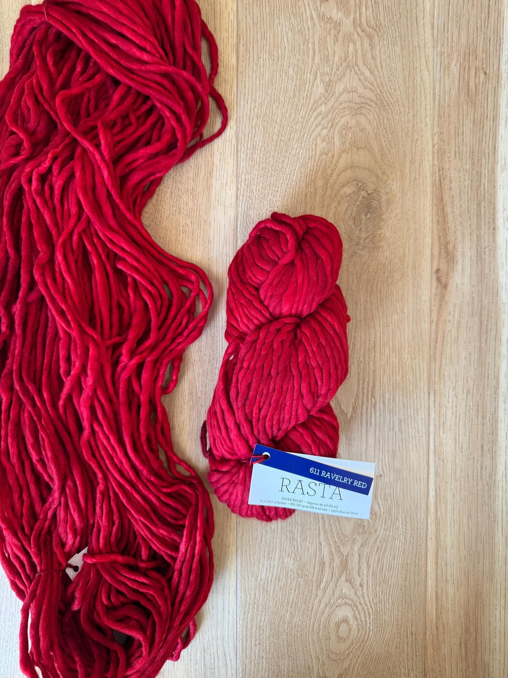Merino wool Malabrigo Rasta Red yarn, super bulky merino wool red yarn