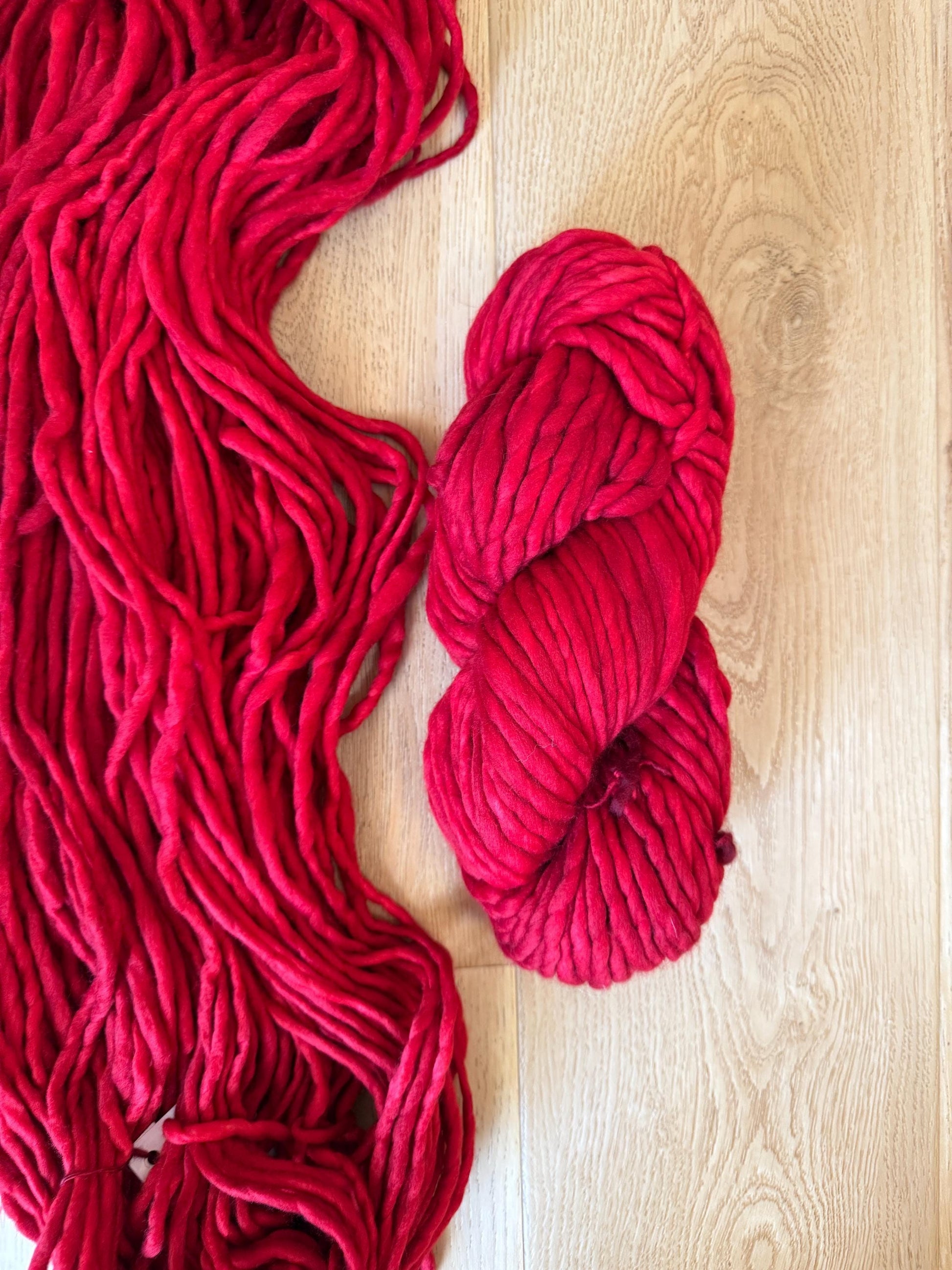 Merino wool Malabrigo Rasta Red yarn, super bulky merino wool red yarn