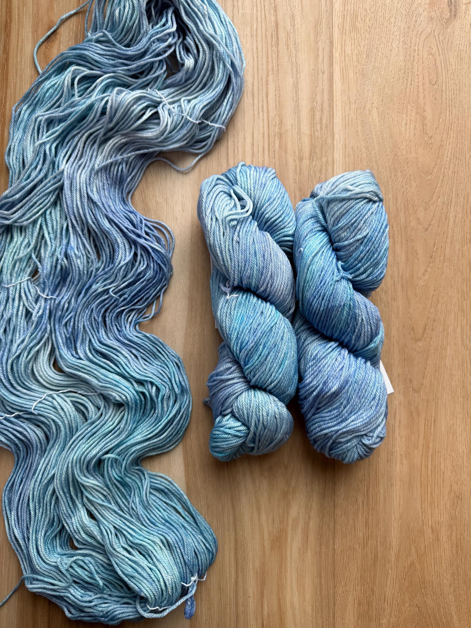Worsted hand dyed wool Malabrigo Rios Aquamarine, worsted merino wool blue yarn