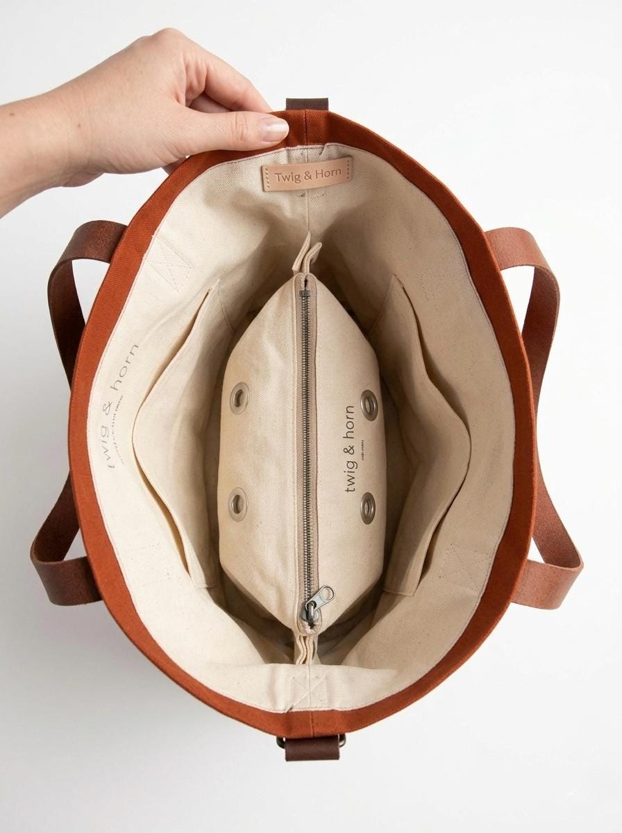 Knitting Project bag with pockets