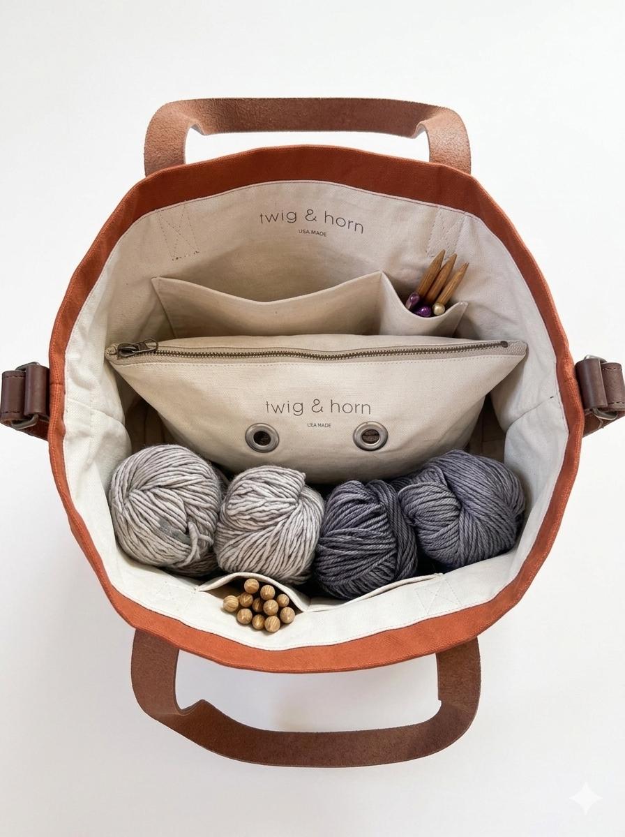 Knitting Project bag with pockets