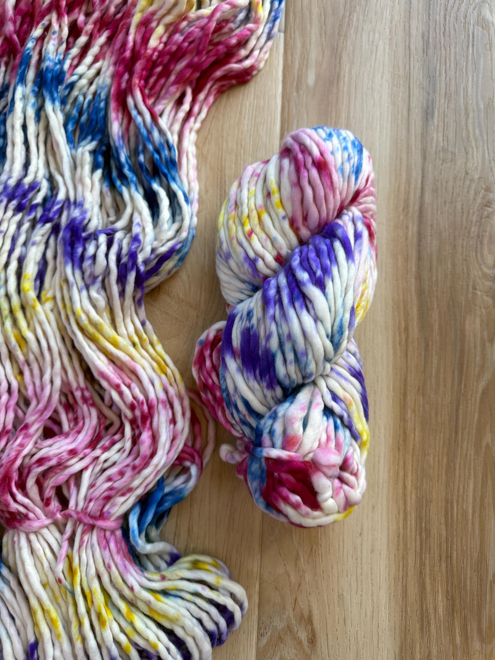 Malabrigo Rasta Unicorn bark merino wool yarn, multicolored super bulky wool yarn