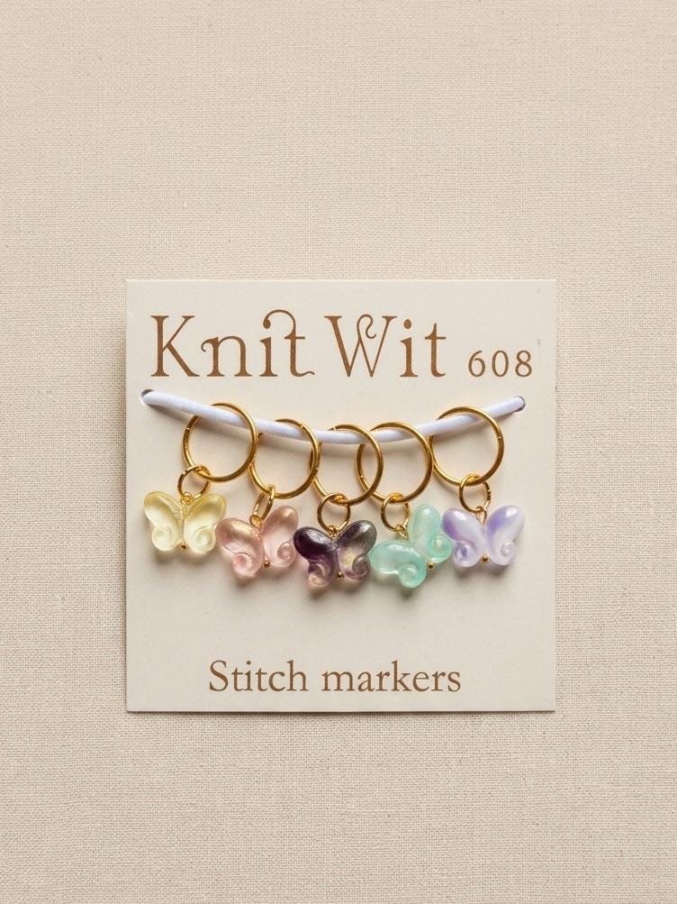 Glass butterfly stitch markers