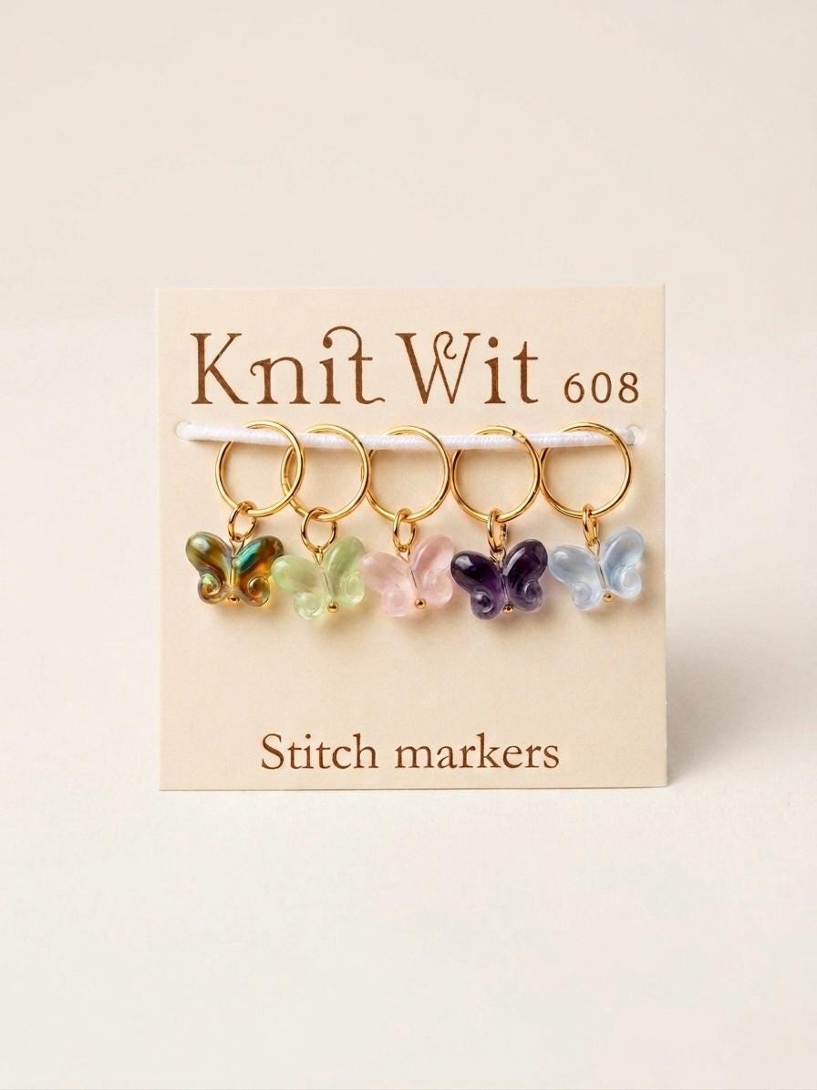 Glass butterfly stitch markers