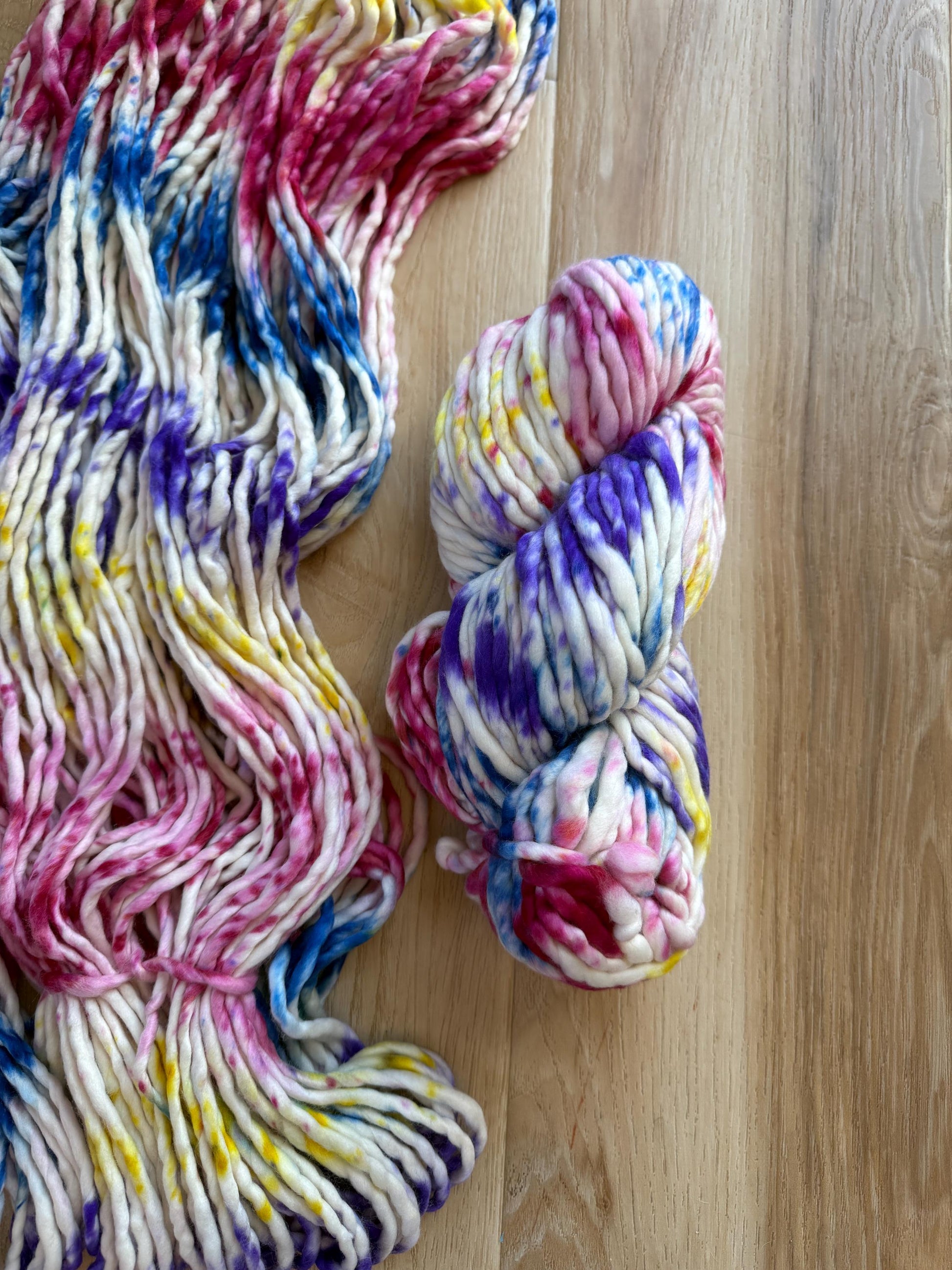 Malabrigo Rasta Unicorn bark merino wool yarn, multicolored super bulky wool yarn