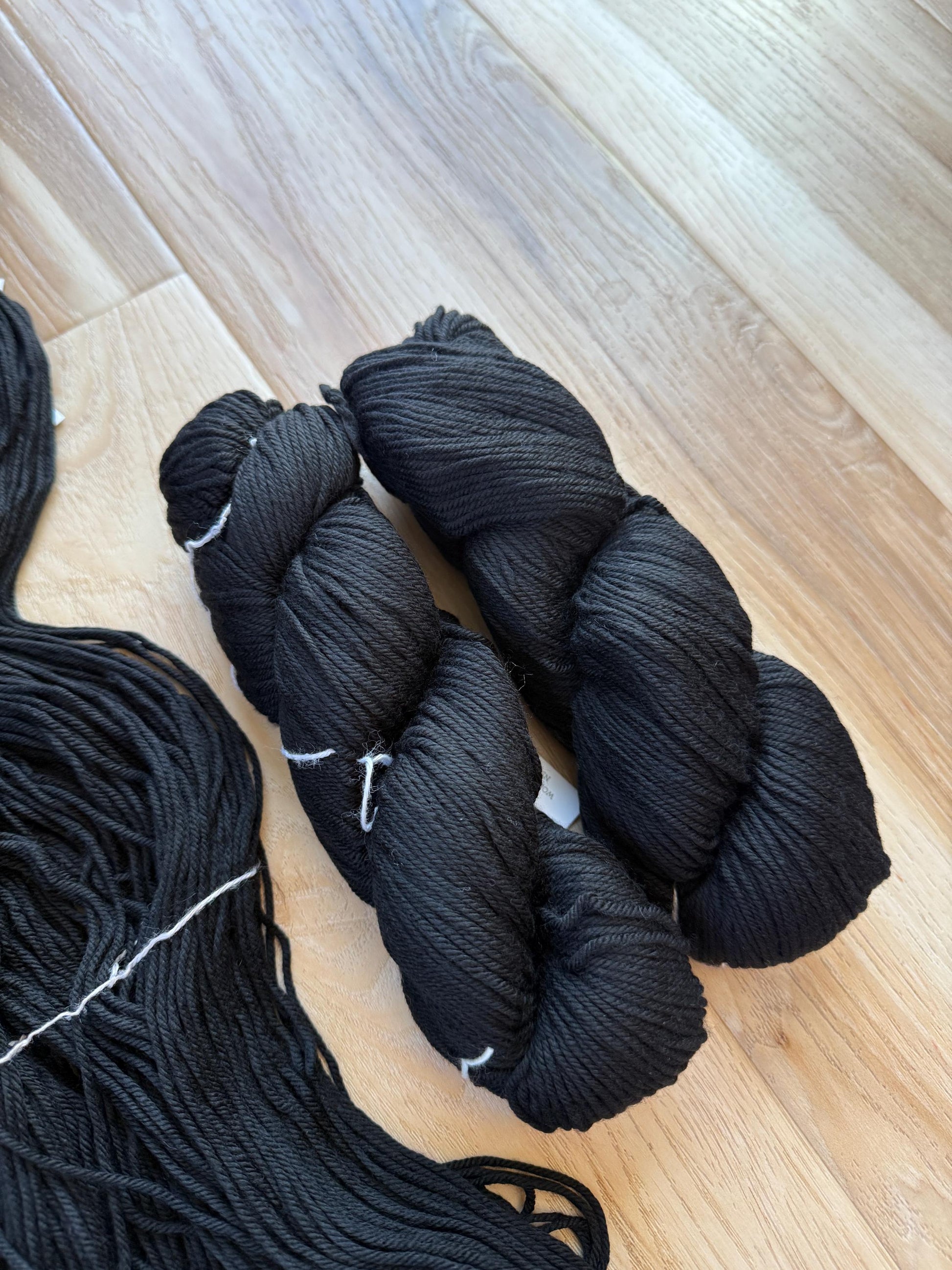 Malabrigo Rios Black Yarn Worsted Weight Superwash Merino Wool, Hand Dyed Soft Yarn, 4 Ply Knitting Yarn
