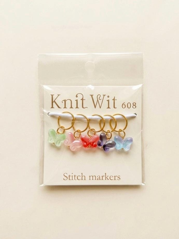 Glass butterfly stitch markers