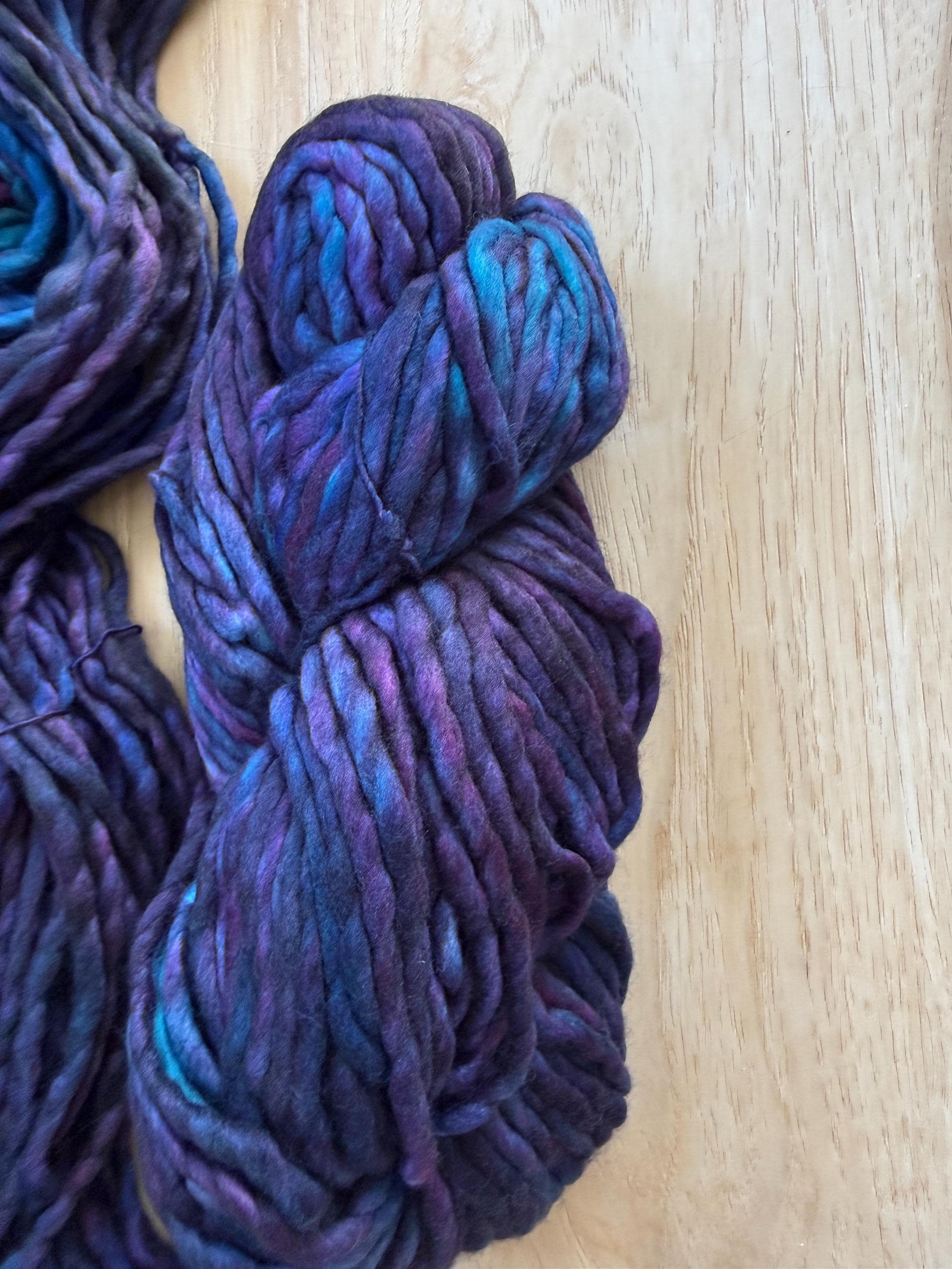 Malabrigo Rasta Whales Road Merino wool super bulky yarn, blue and purple wool yarn