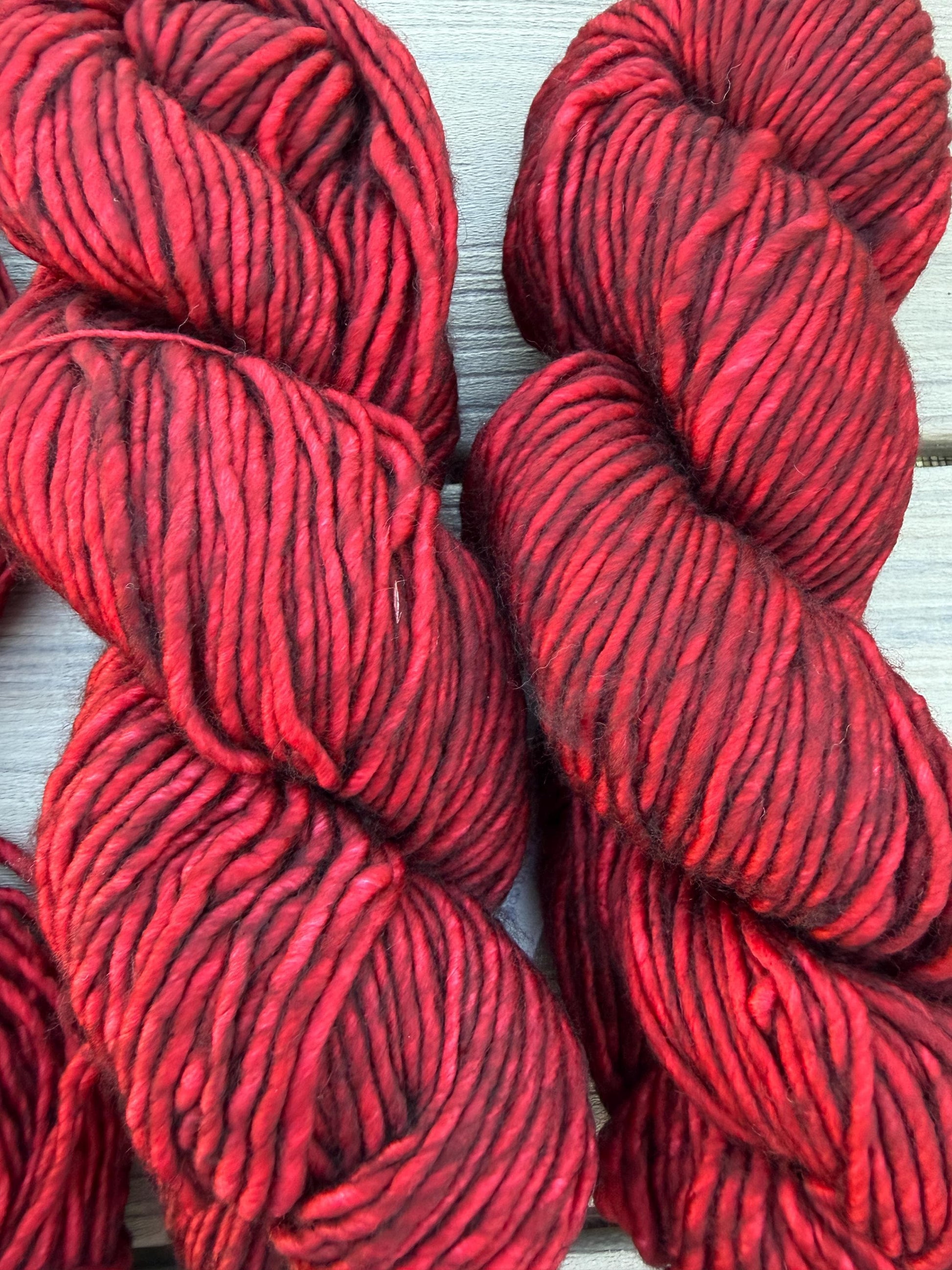 Malabrigo Mecha Cereza Red Yarn – Bulky Weight Superwash Merino Wool, Hand Dyed Soft Single-Ply Yarn, size 5 yearn
