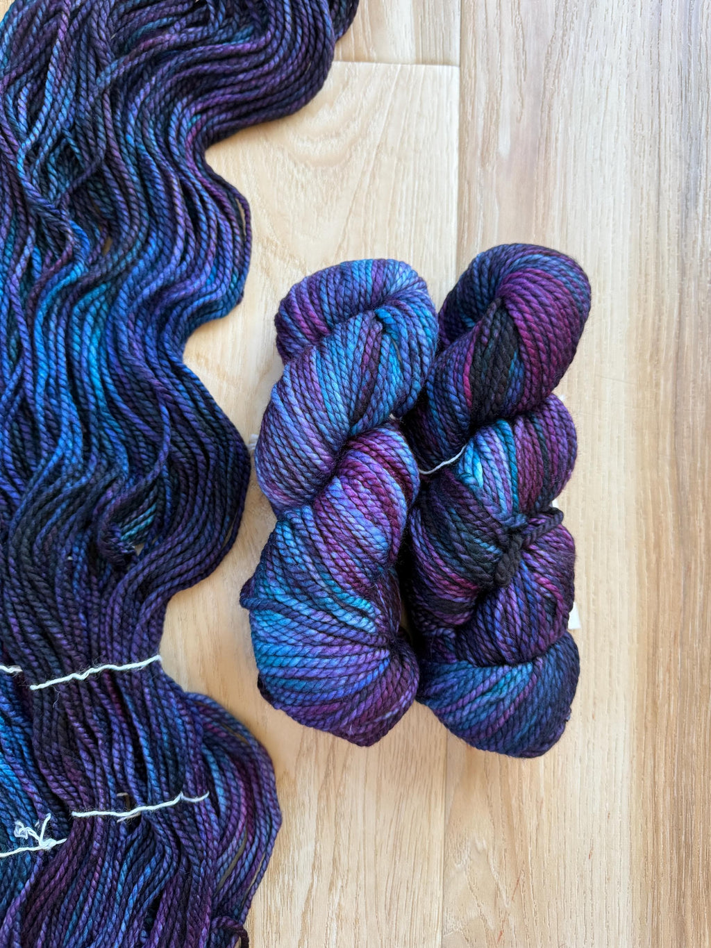 Malabrigo Vientos Whales Road, blue and purple yarn– Bulky Weight Superwash Merino Wool, Hand Dyed Chunky Yarn, Soft 2 Ply Yarn