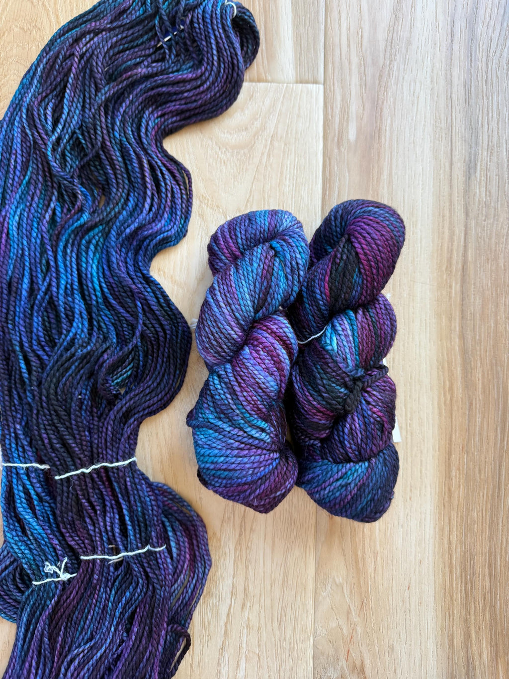 Malabrigo Vientos Whales Road, blue and purple yarn– Bulky Weight Superwash Merino Wool, Hand Dyed Chunky Yarn, Soft 2 Ply Yarn