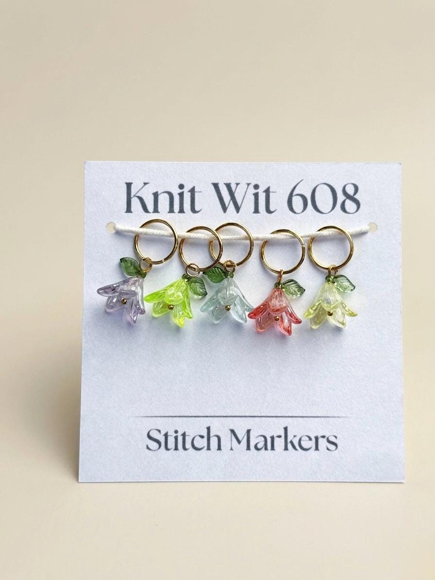 Knitting Project bag w pockets (medium), customized knitting project bag, craft supply/tool PLUS handmade stitch marker