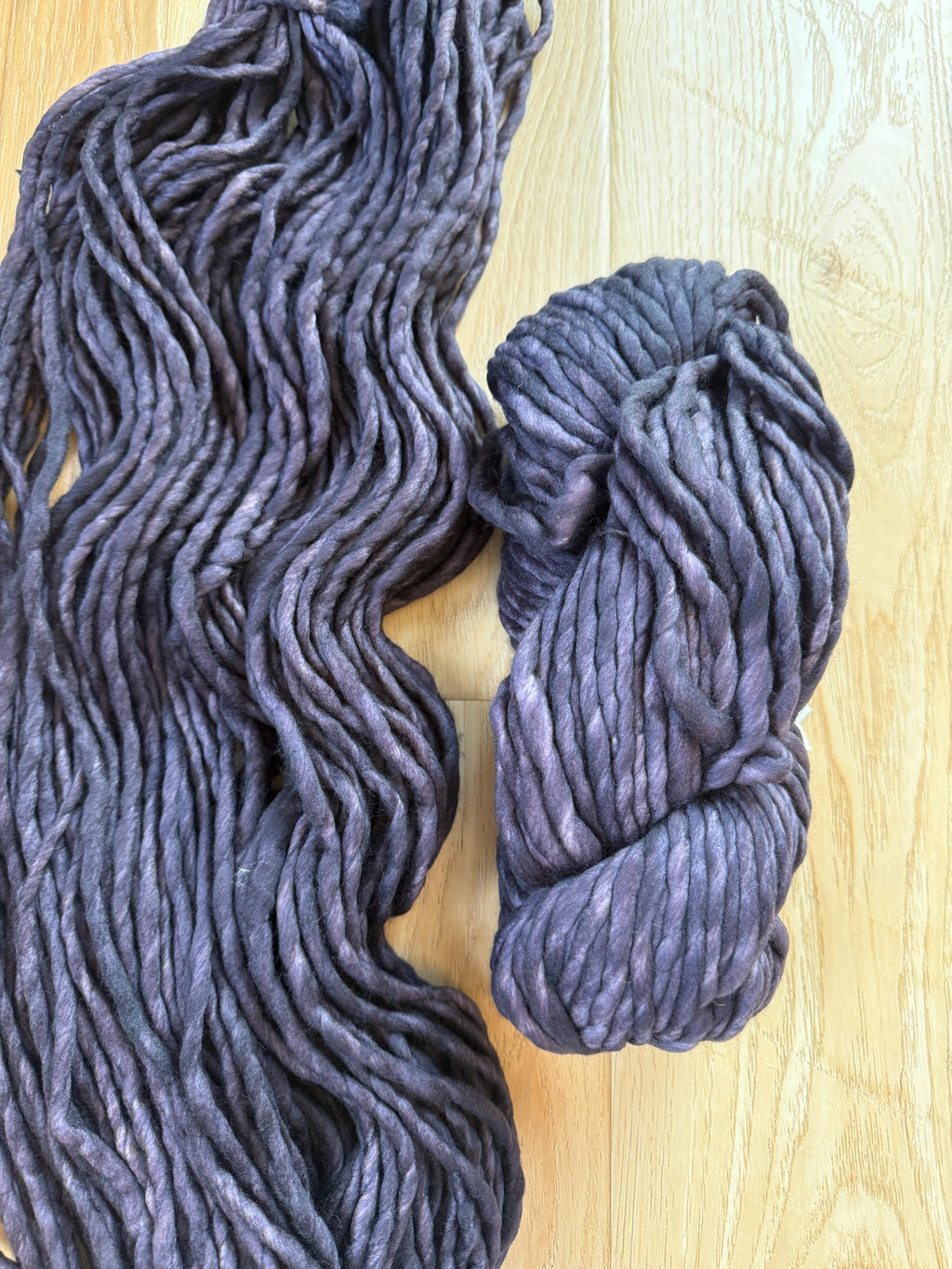 Malabrigo Rasta Pearl Ten Merino wool super bulky yarn, dark purple yarn