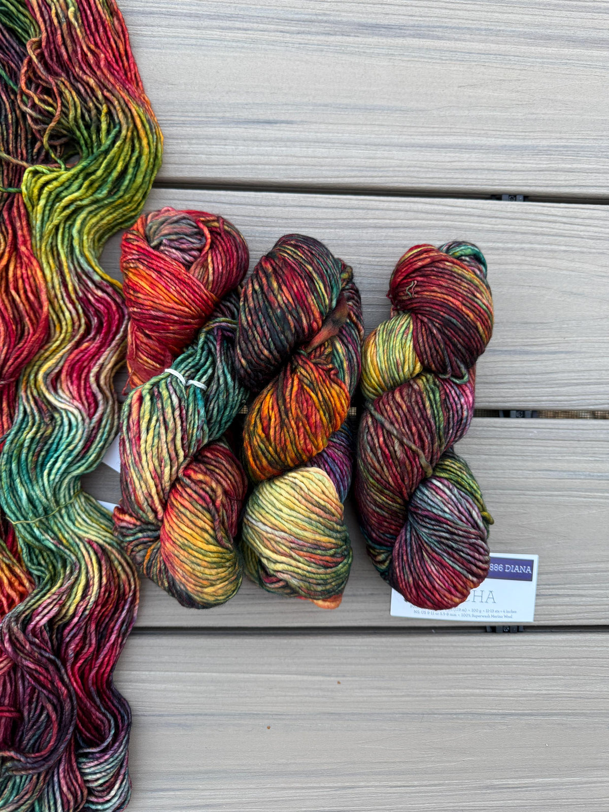 Malabrigo Mecha diana yarn, Bulky Weight Superwash Merino Wool, Hand Dyed Soft Single-Ply Yarn