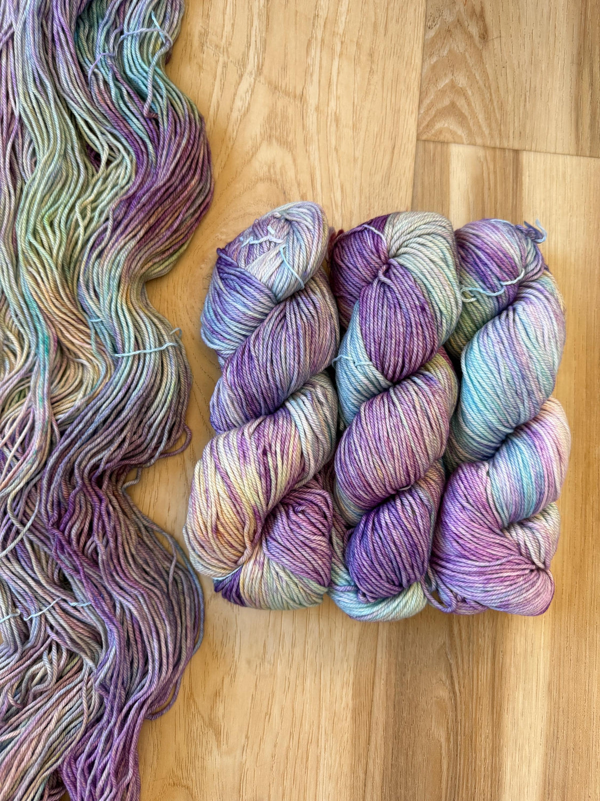 Malabrigo Rios Yarn Melissa purple blue and yellow merino wool