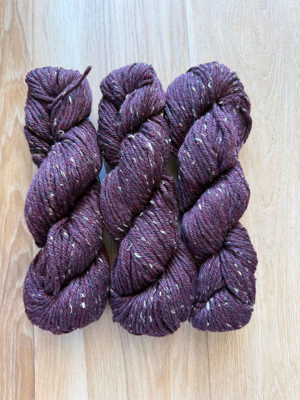 Blue Sky Fibers Woolstok Tweed -Plum Brandy fine highland wool Purple tweed yarn aran weight