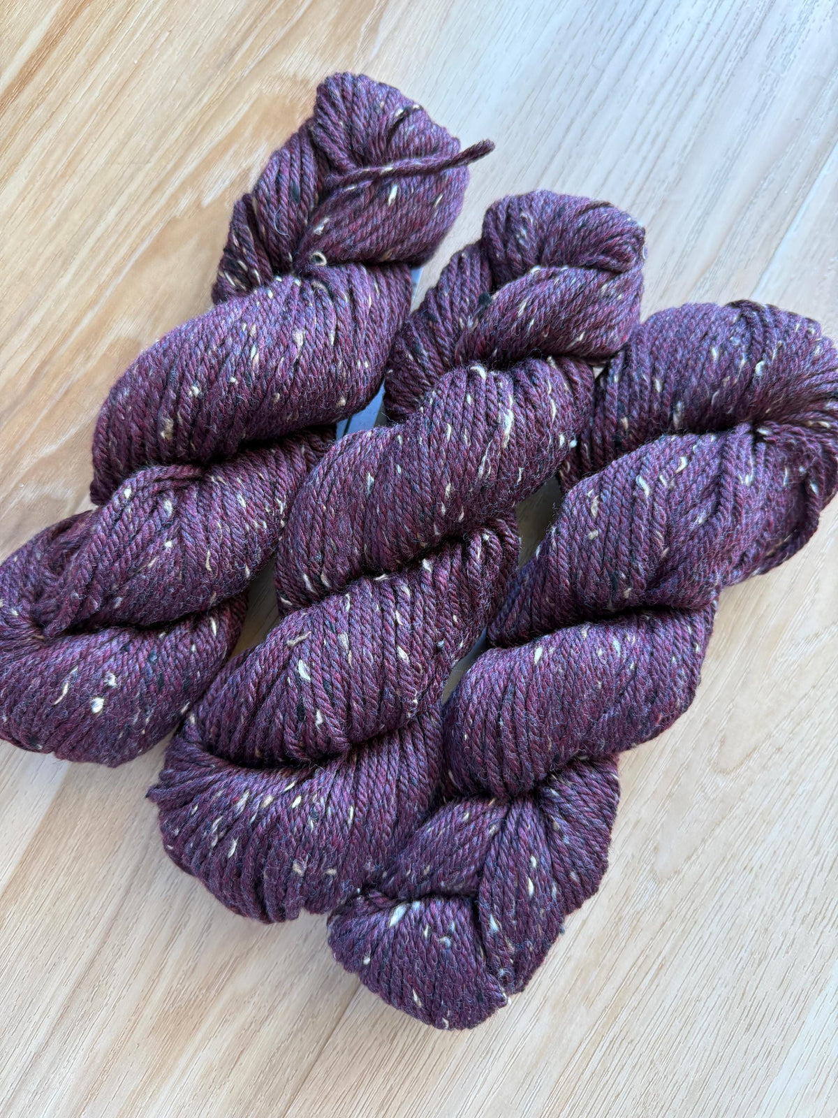 Blue Sky Fibers Woolstok Tweed -Plum Brandy fine highland wool Purple tweed yarn aran weight