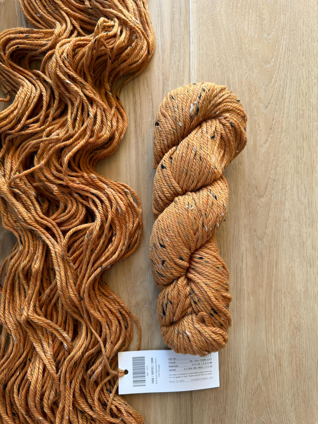 Blue Sky Fibers Woolstok Tweed -Riger Lily fine highland wool orange tweed yarn aran weight